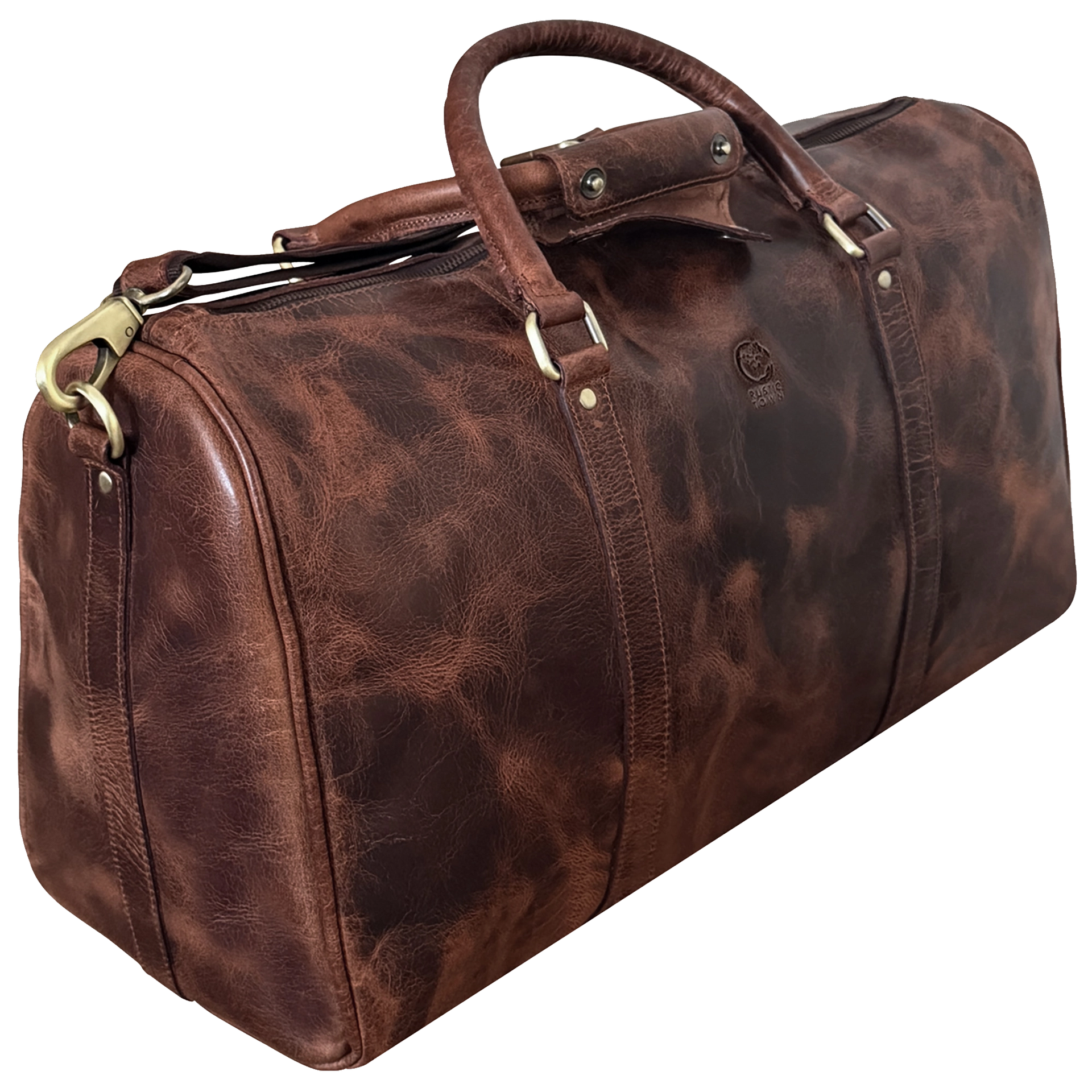 TAKA^_^　レッグサイドバッグ　バイソン オイルレザー ダークブラウン Leather Duffel Bag for Travel & Gym | Weekender