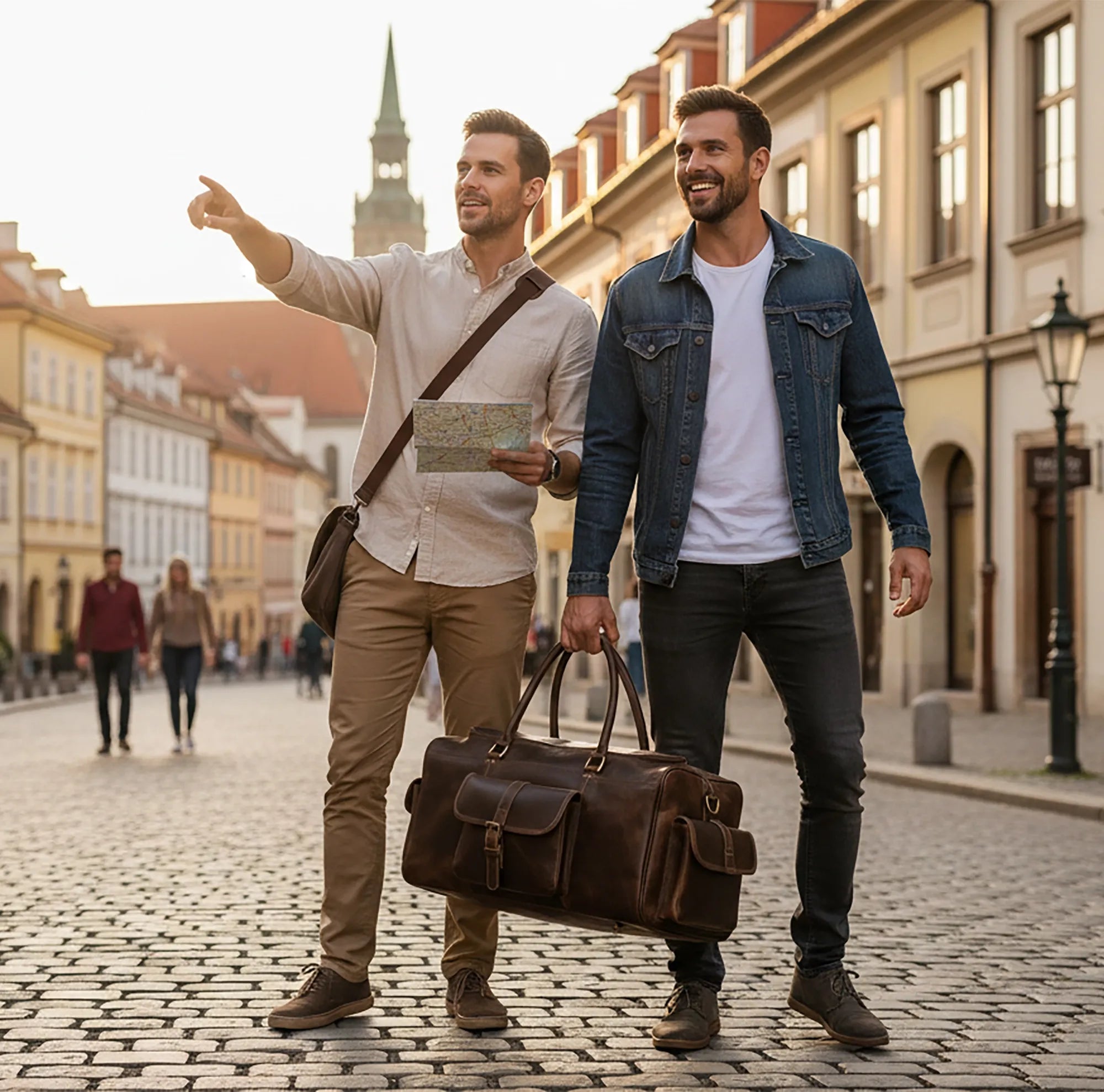 Rugged Leather Duffle Bag for Men | Full-Grain Overnight Weekender Carry-On