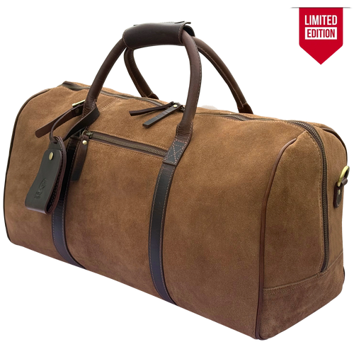 Suede Duffle Bag for Men - Carry-On Leather Weekender Bag