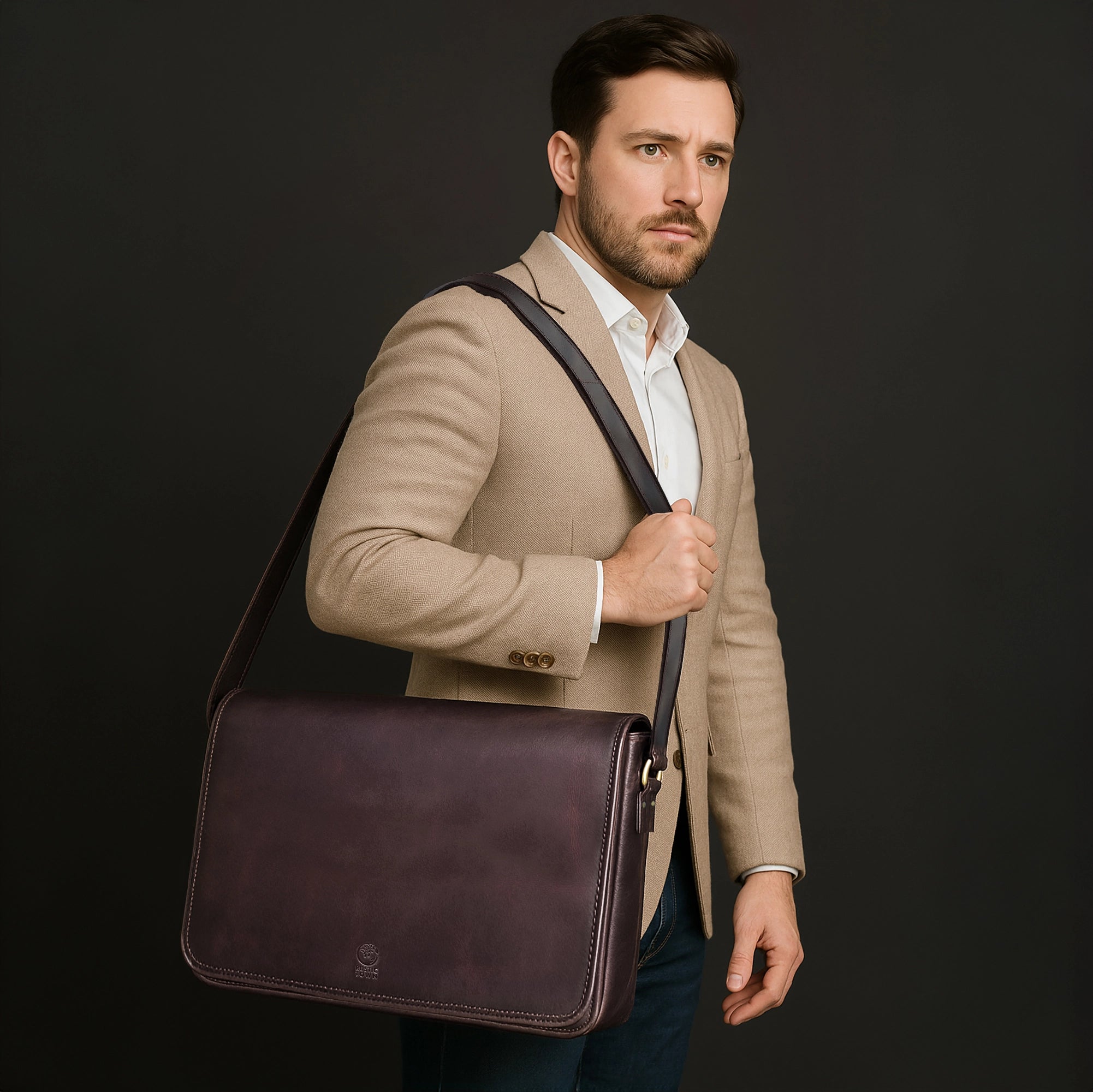 Ranger Buffalo Leather Crossbody Laptop Messenger Bag (16 inch)