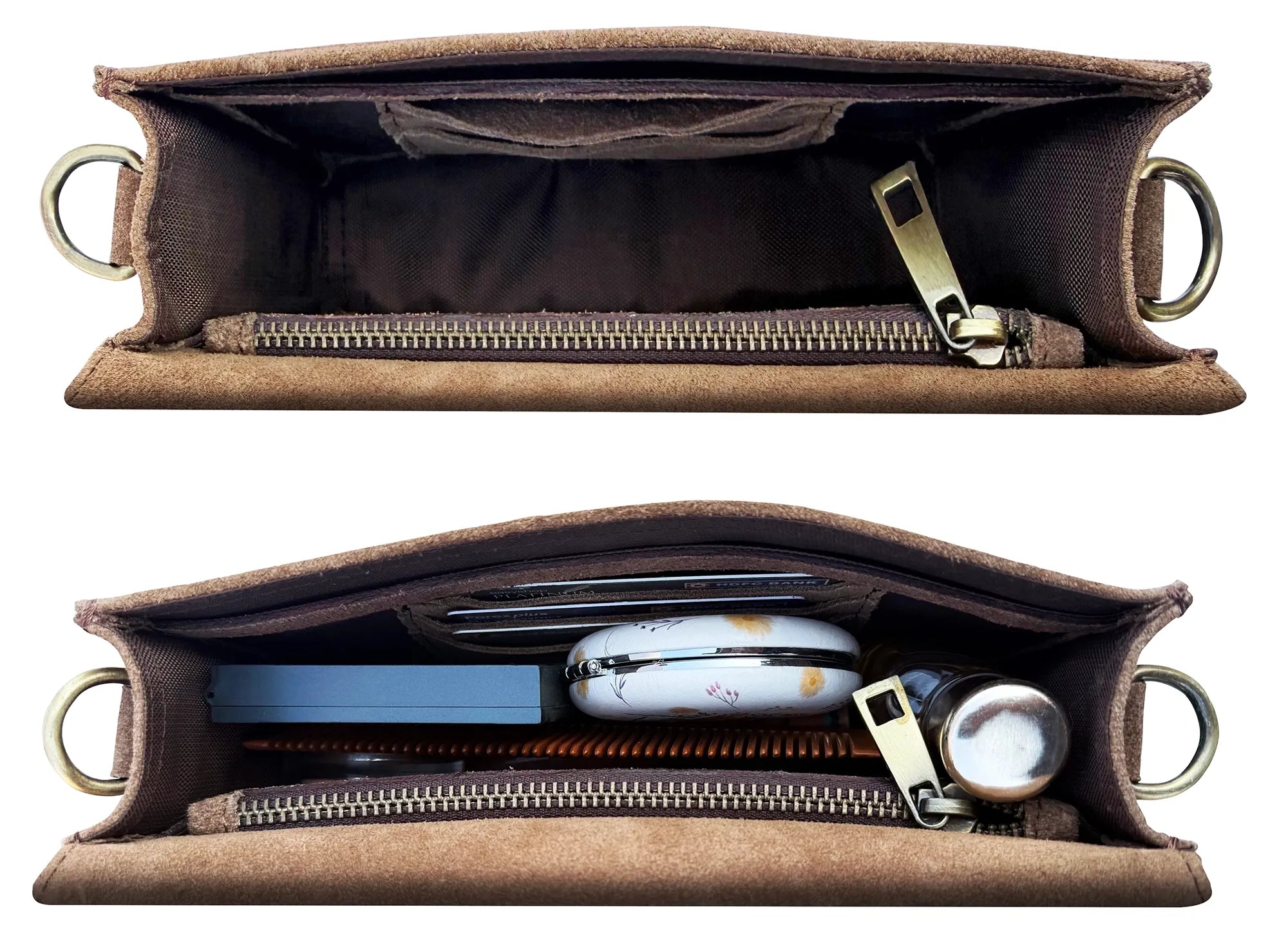 Suede Leather Crossbody Bag - Shoulder Saddle Purse for Women