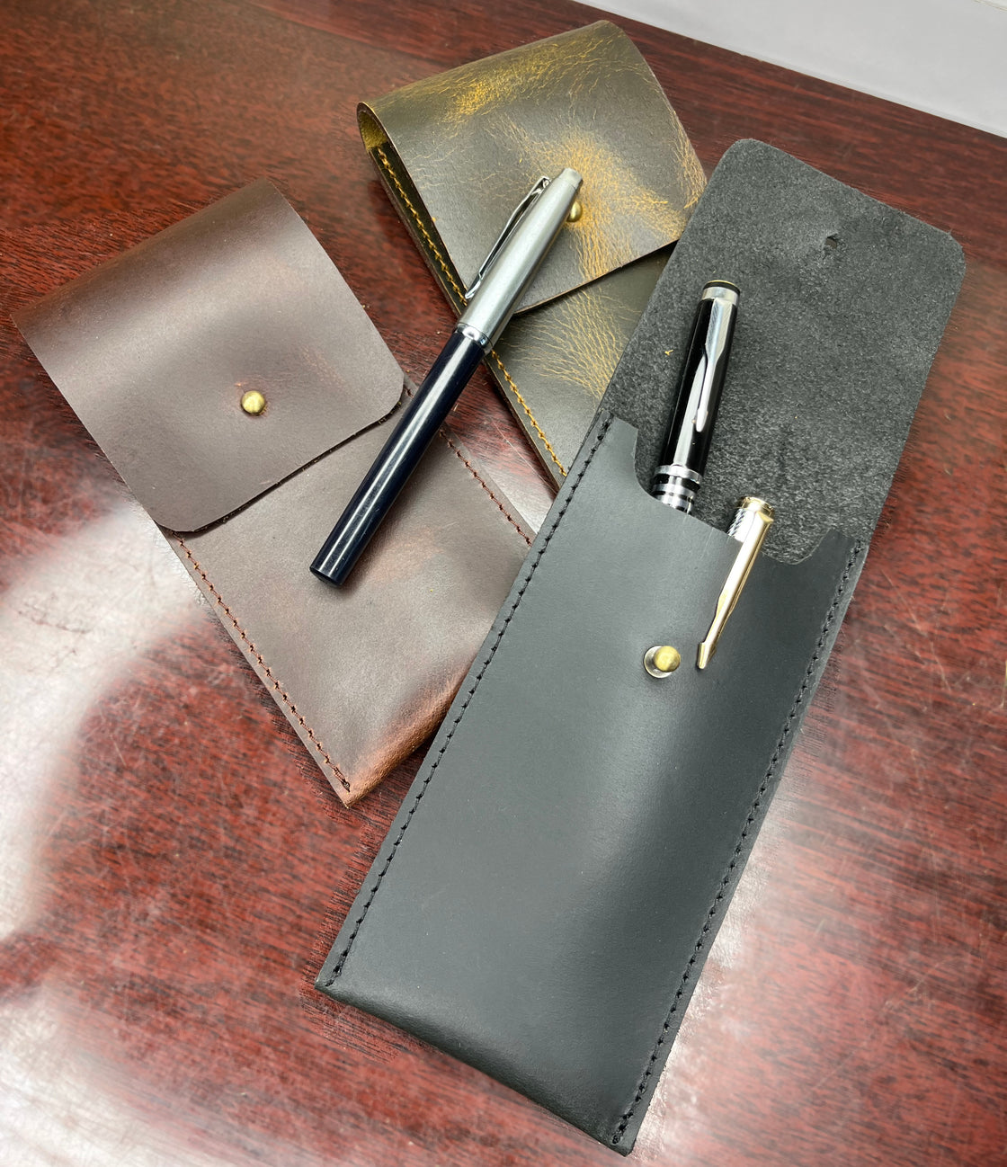 full grain leather pencil holder