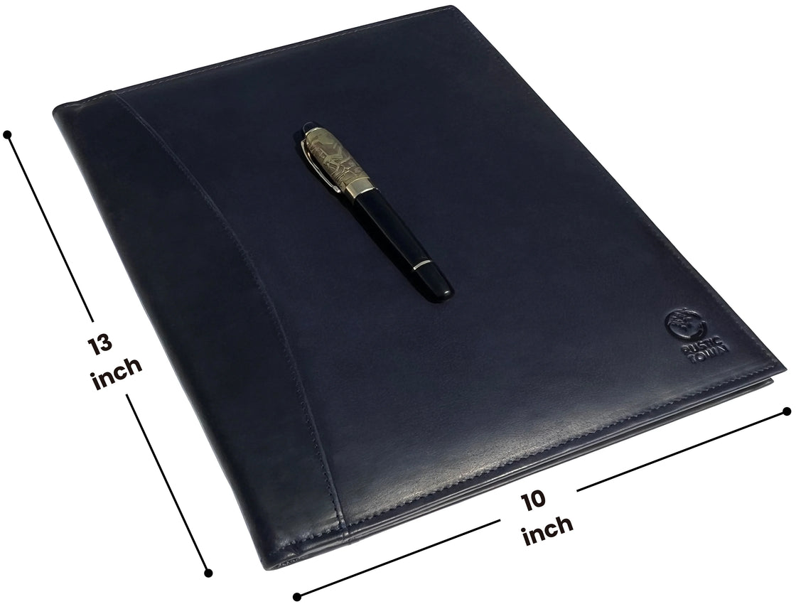 Leather Padfolio Handmade Document Organizer (Royal Blue)