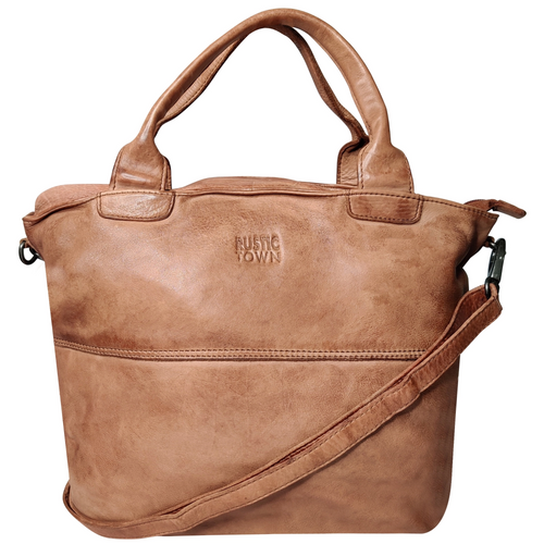 Leather Tote Bag for Women, Cognac - Main Image