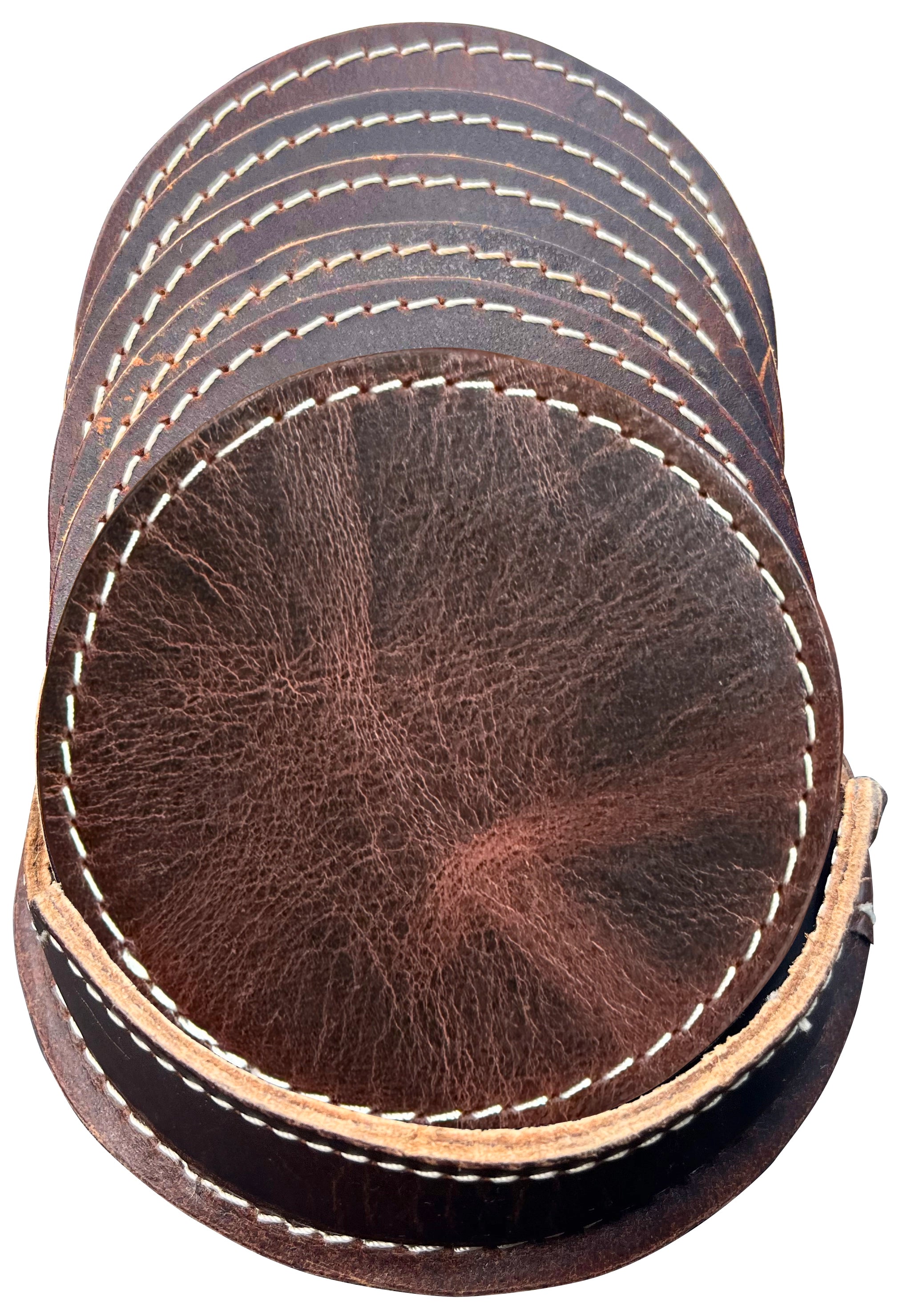 Leather Coasters for Drinks - Handmade Cup Coaster Set