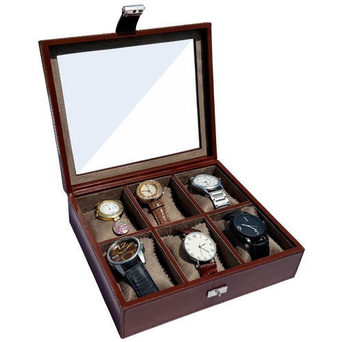 Prestige Leather Watch Case - 6-Slot Full-Grain Luxury Display Box