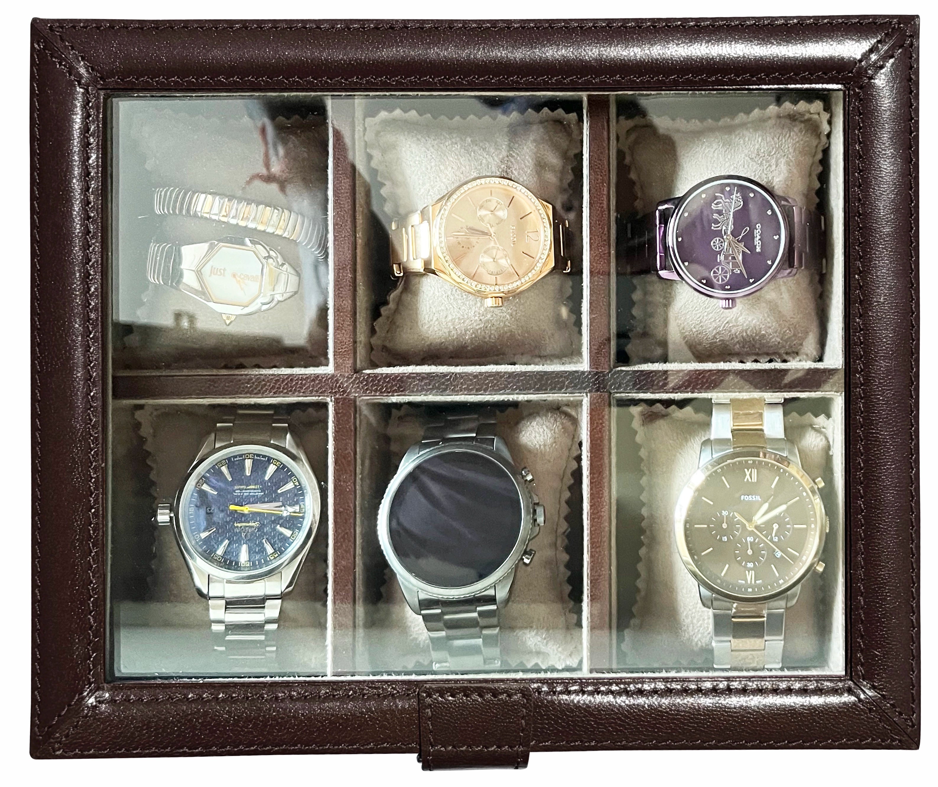 Prestige Leather Watch Case - 6-Slot Full-Grain Watch Storage Box
