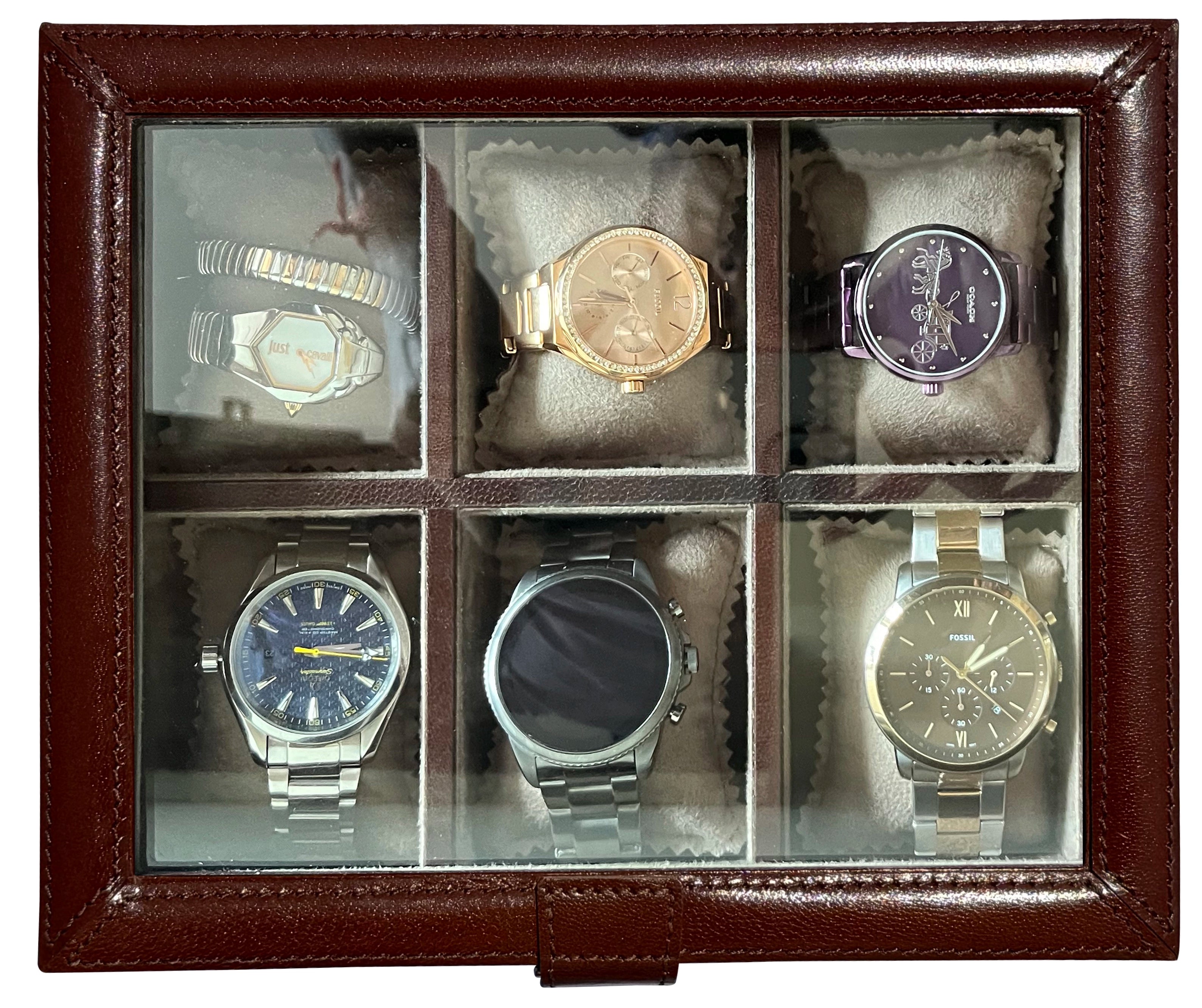 Prestige Leather Watch Case - 6-Slot Full-Grain Luxury Display Box