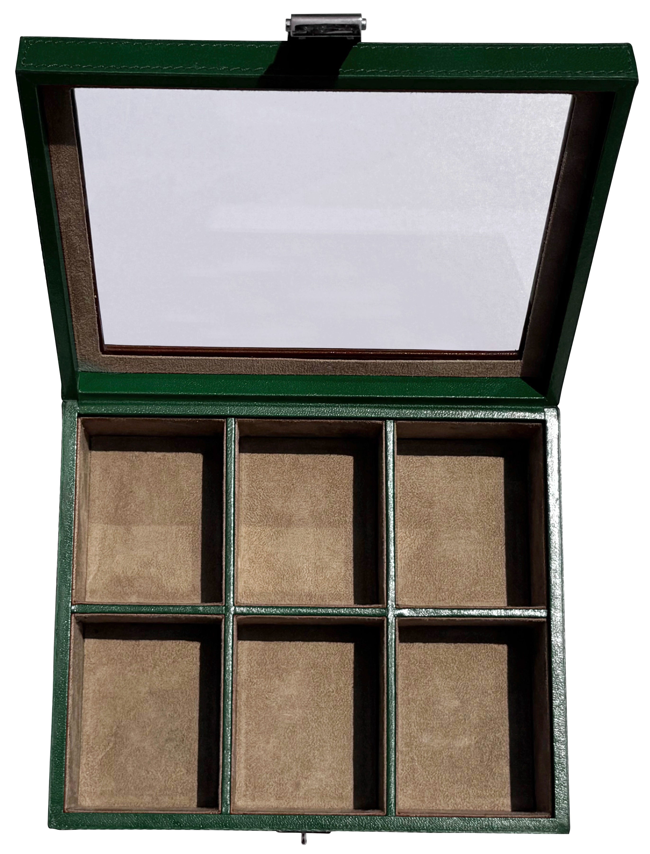 Prestige Leather Watch Case with Soft Pillows - 6-Slot Full-Grain Display Box