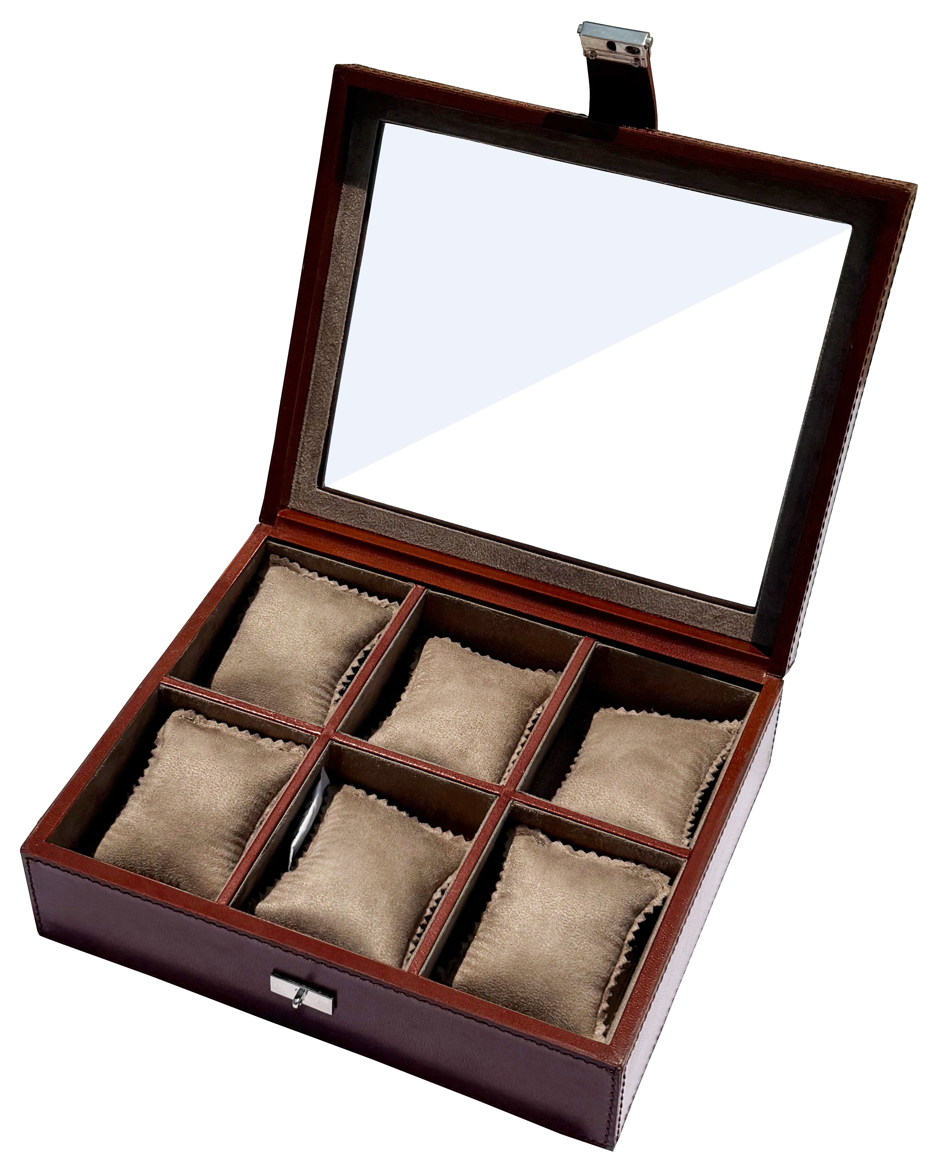 Prestige Leather Watch Case - 6-Slot Full-Grain Luxury Display Box