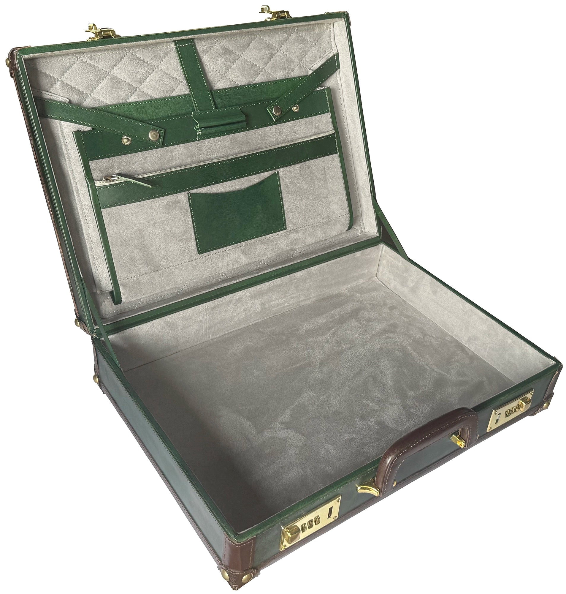 Lockable Leather Briefcase | Full-Grain Laptop Attache Case