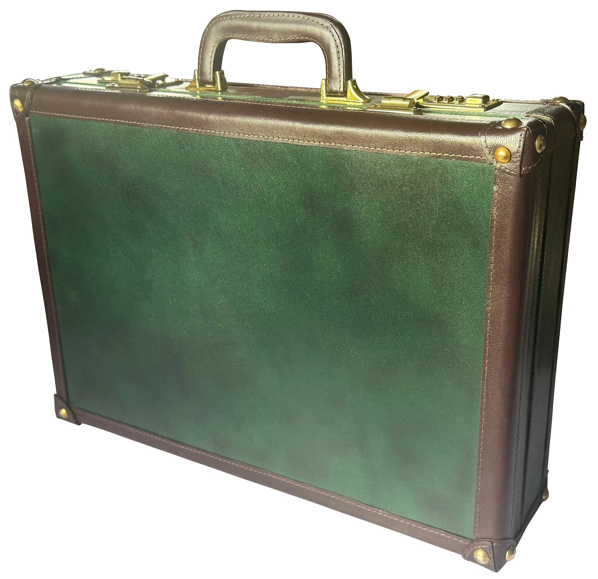 Lockable Leather Briefcase | Full-Grain Laptop Attache Case
