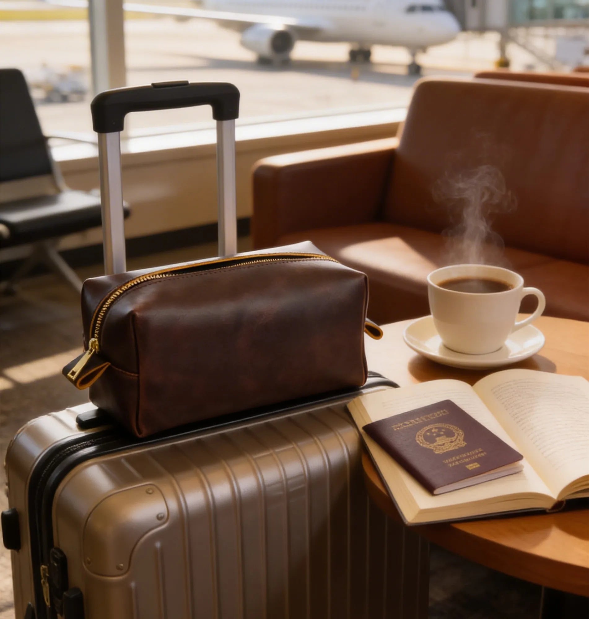 Full-Grain Leather Toiletry Bag | Classic Handcrafted Travel Dopp Kit