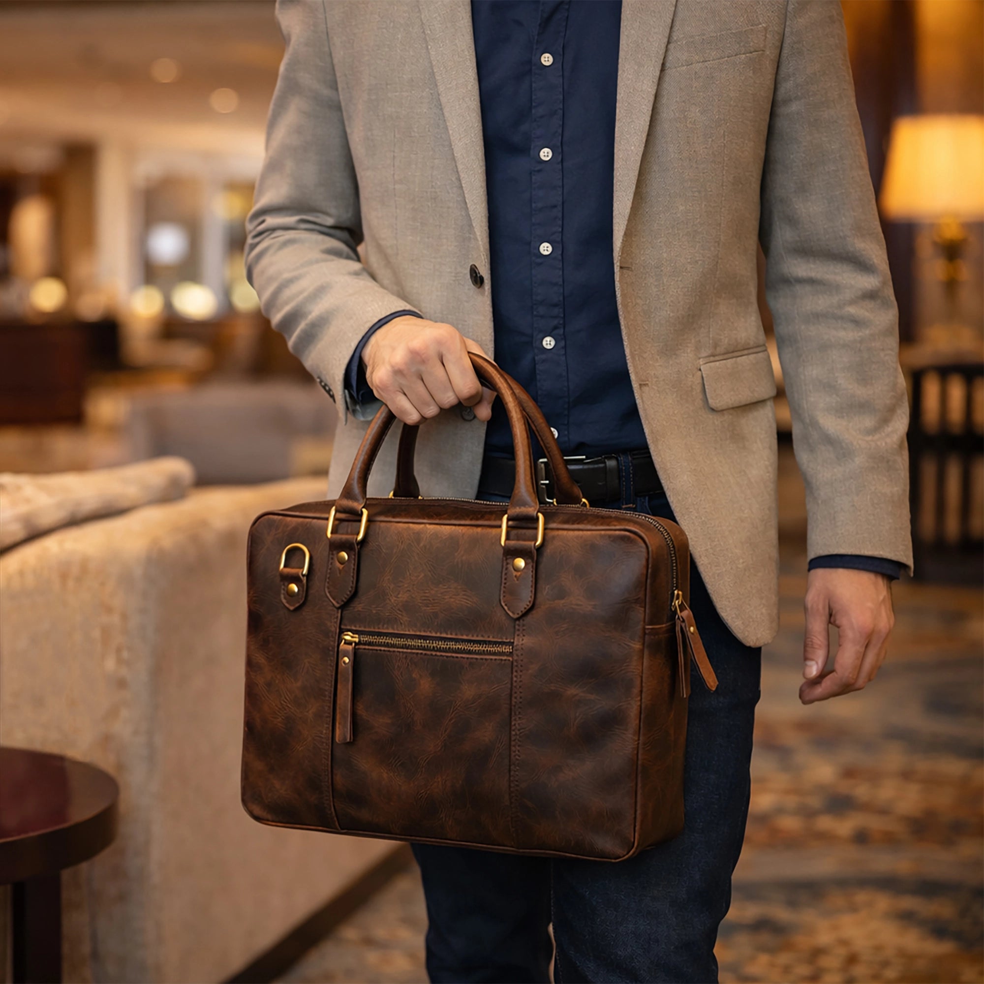 Leather Messenger Bag for Men | Laptop Briefcase Satchel