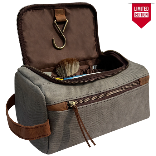 Parker Leather Canvas Hanging Toiletry Bag