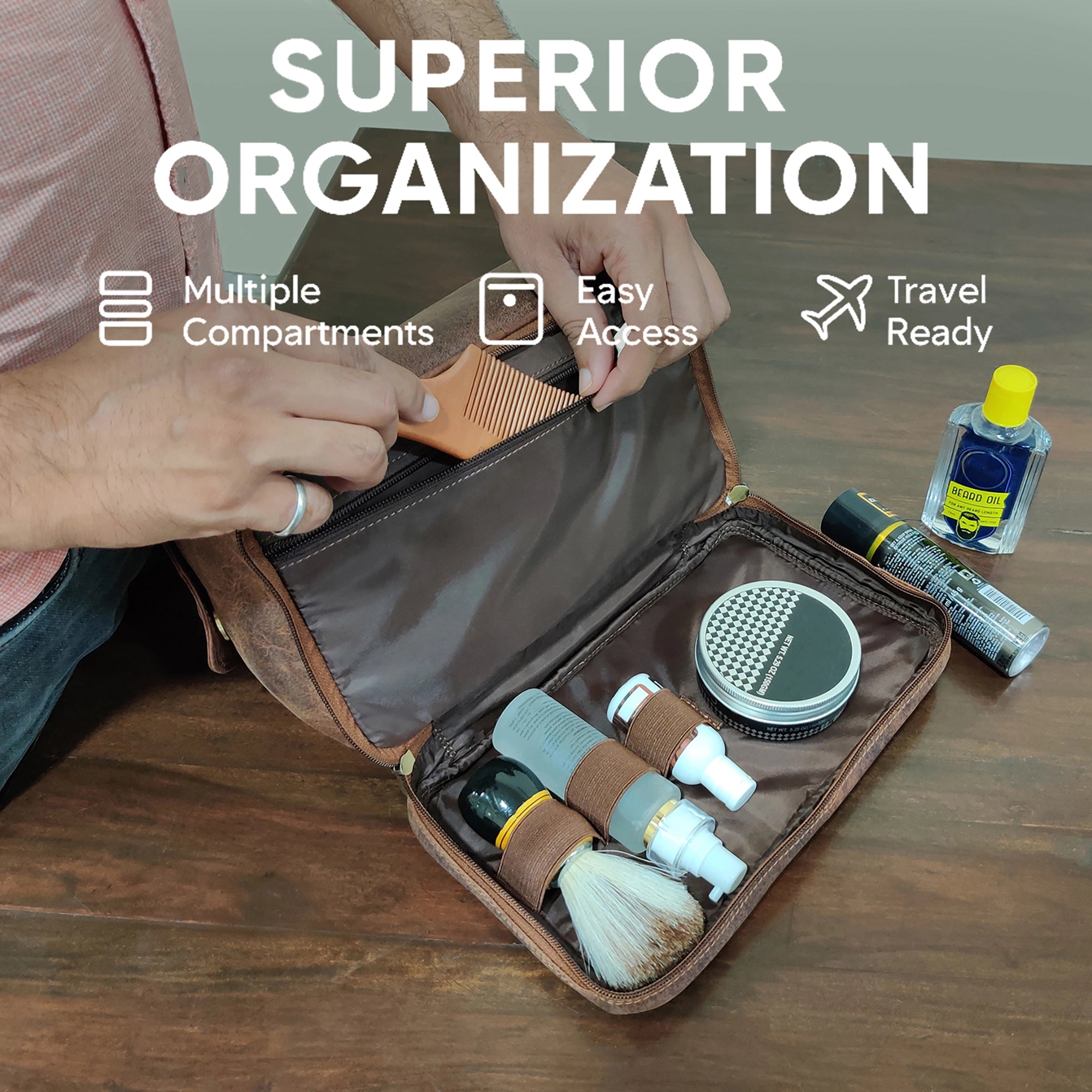 Sam's Stylish Leather Toiletry Bag