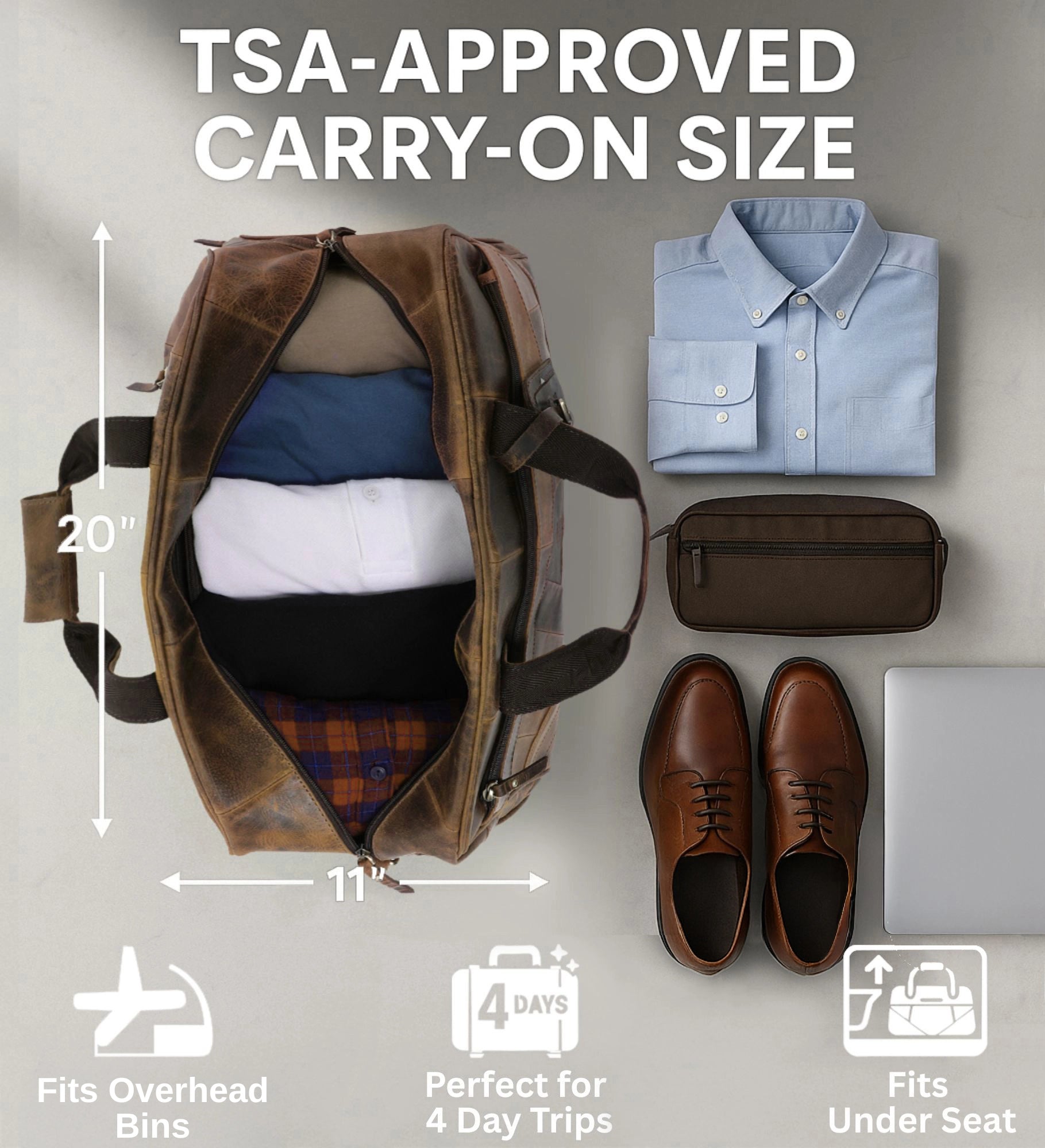 John Leather Travel Duffle Bag