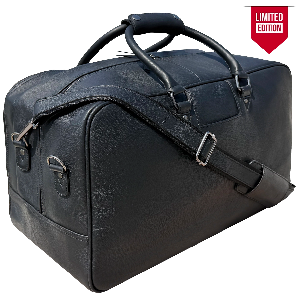 Leather Duffle Bag for Men : Dual Compartment Travel Weekender Bag