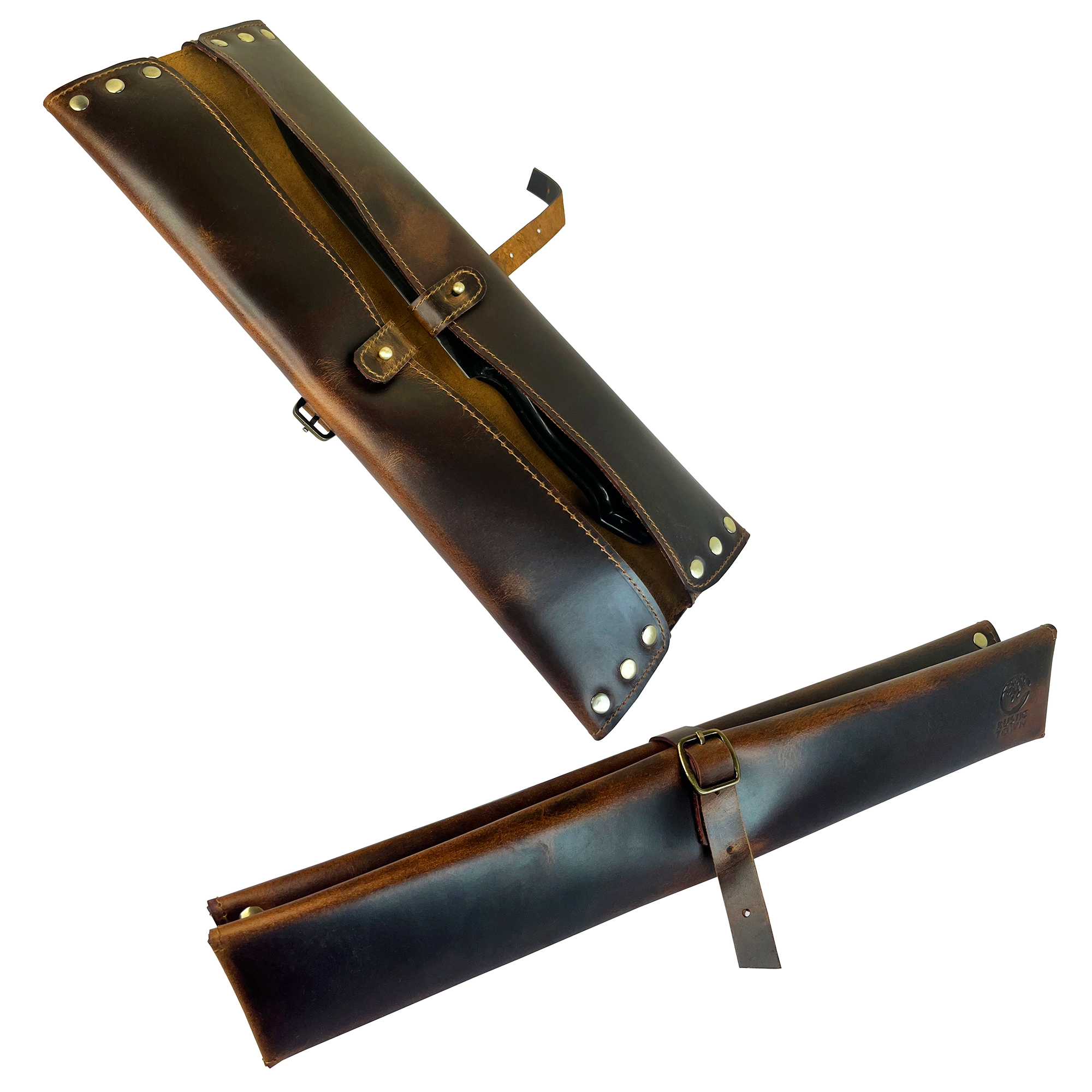 Leather Chef's Knife Case Holder - 2 Knife Slots (Brown)
