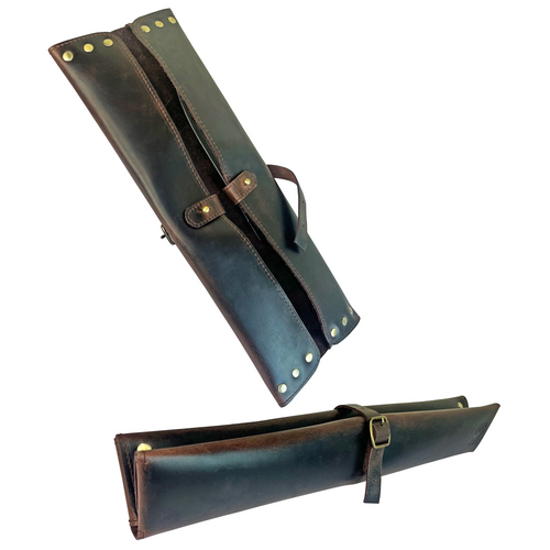 Leather Chef's Knife Case Holder - 2 Knife Slots (Dark Brown)