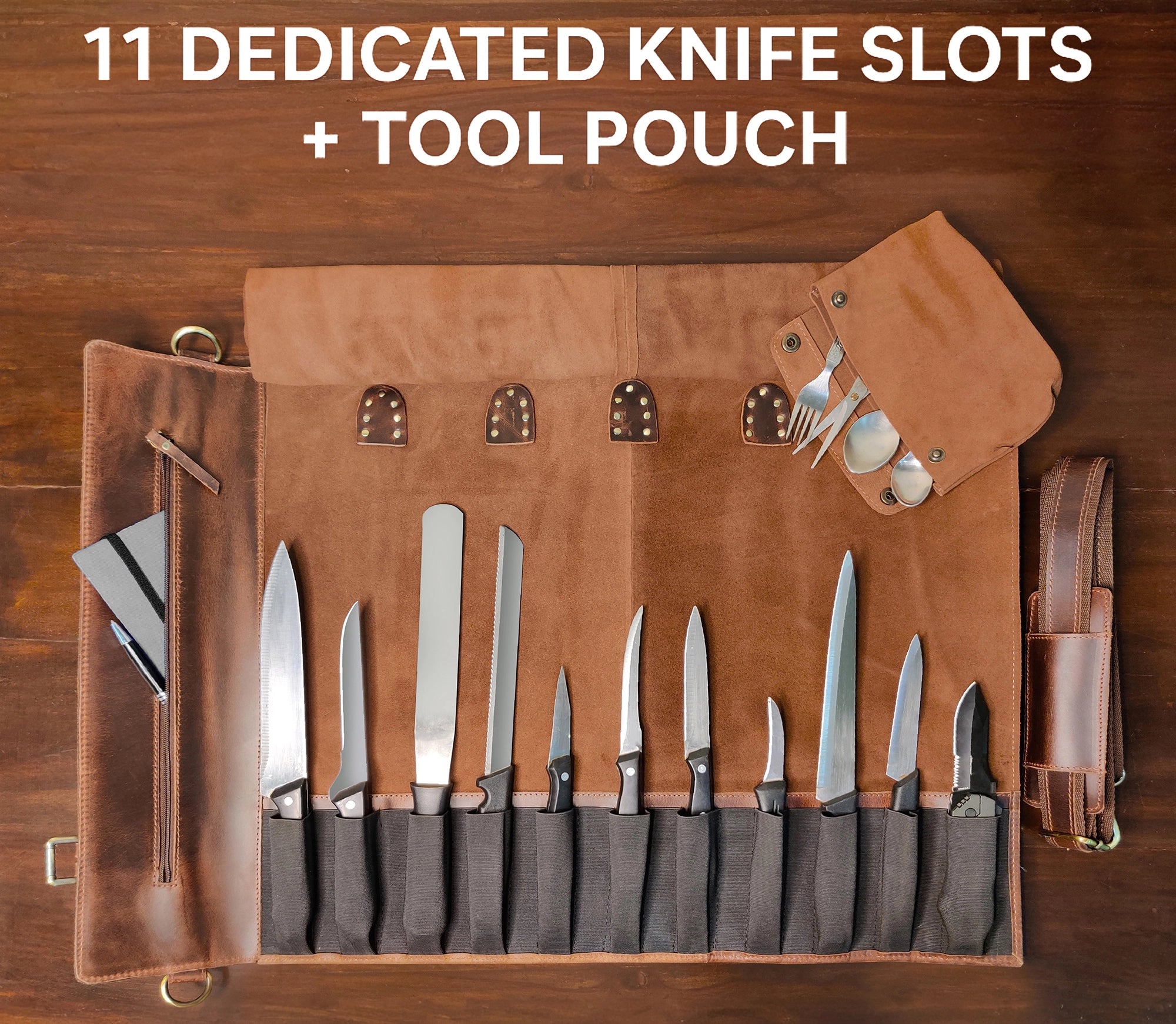 Atlas Koch Knife Roll (Dark Brown)