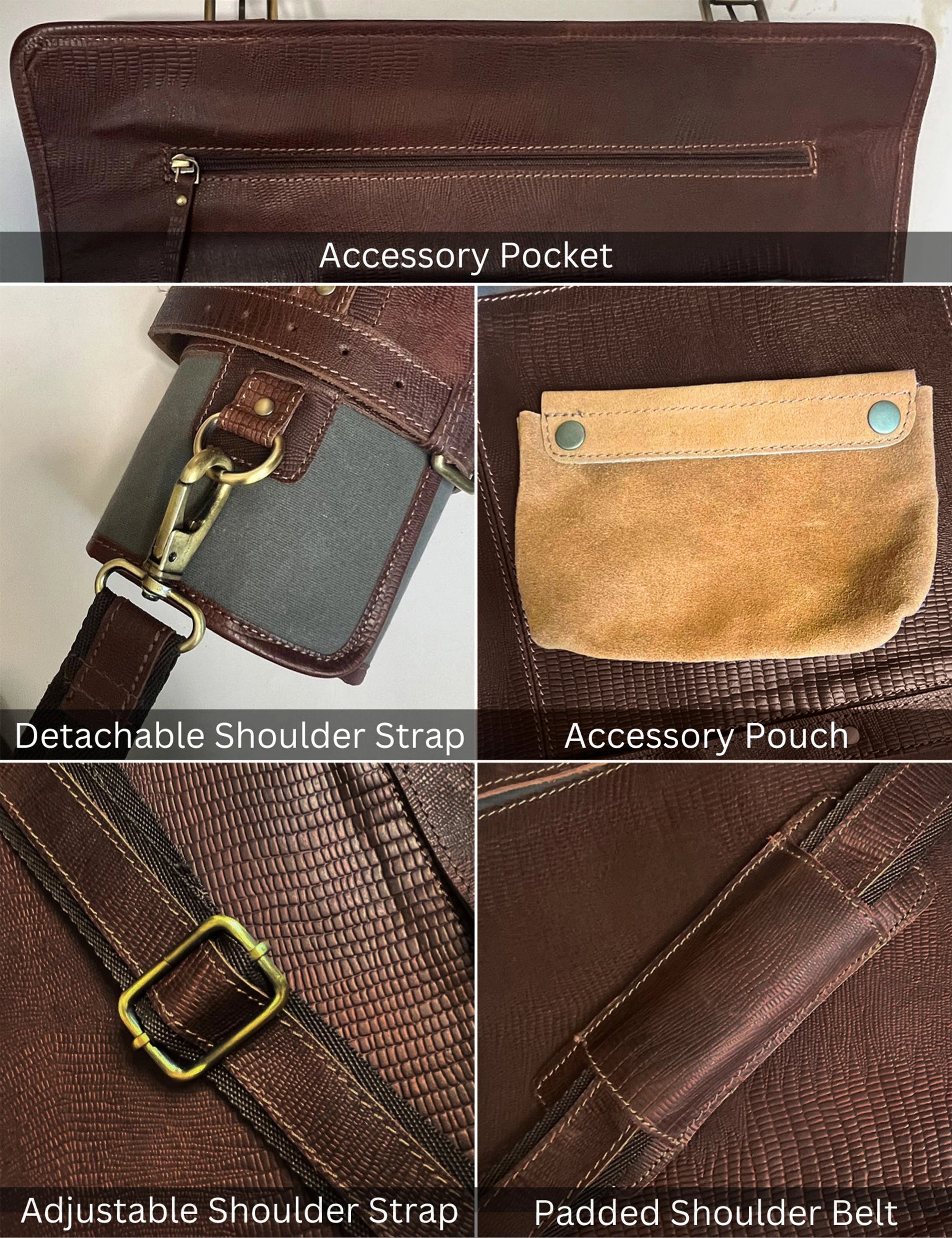 Leather Canvas Knife Roll Storage Bag (Chocolate Grey)