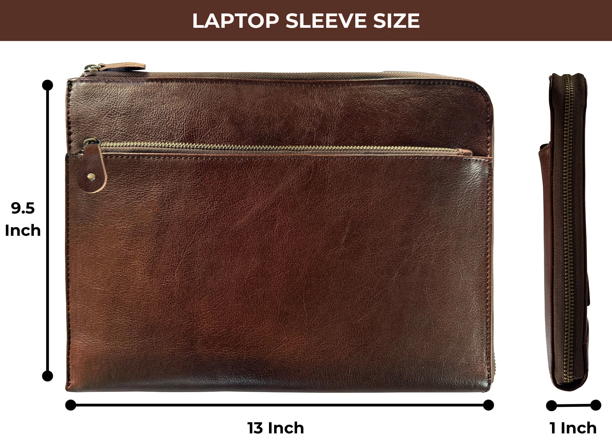 Leather Laptop Sleeve with Integrated Hand Strap