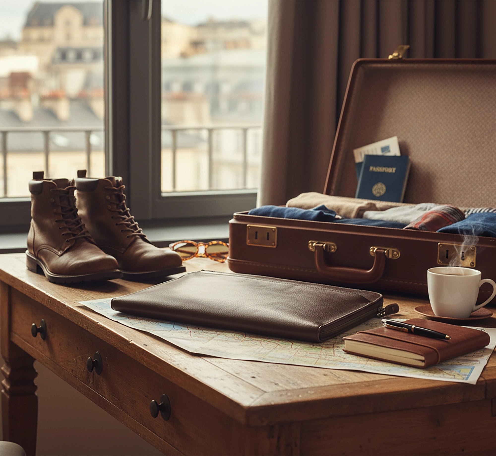 Leather Laptop Sleeve with Integrated Hand Strap