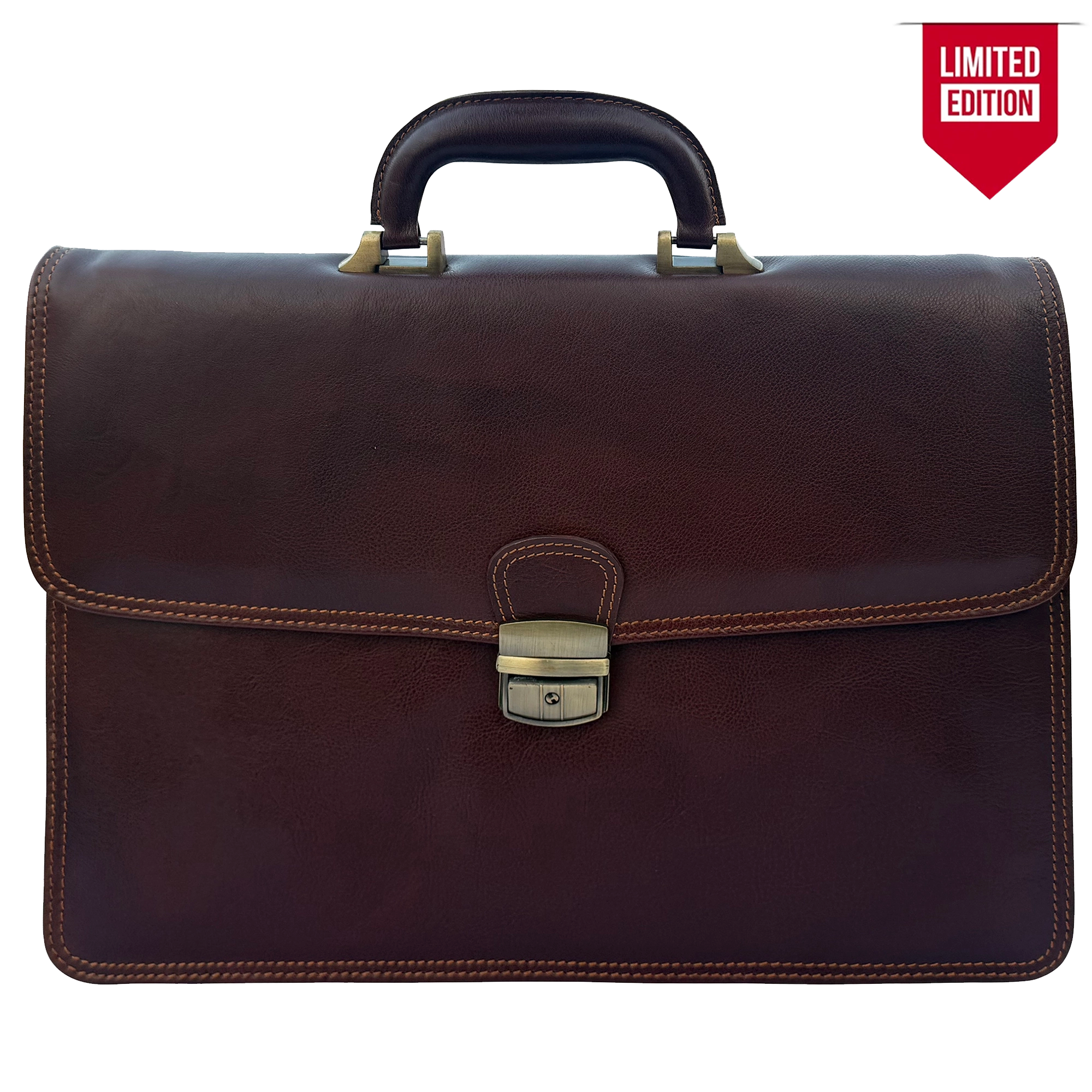 Leather Briefcase for Men - Slim Professional Laptop Messenger Bag