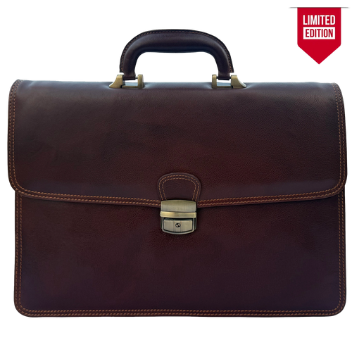 Leather Briefcase for Men - Slim Professional Laptop Messenger Bag