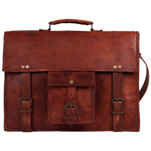 16" Leather Satchel Laptop Messenger Bag
