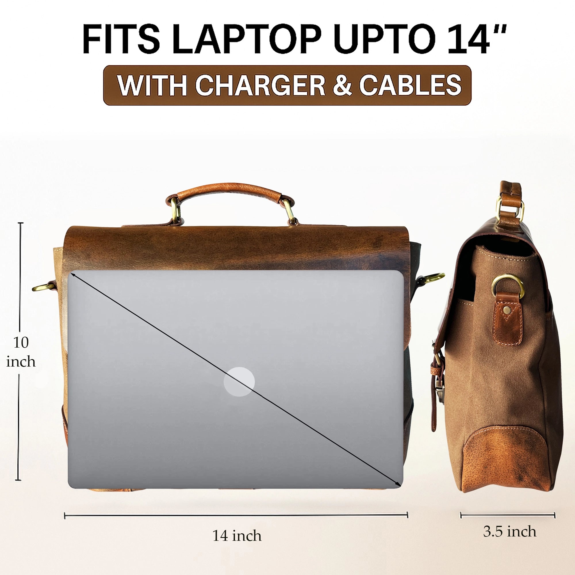 Retro Style Leather Canvas Messenger Bag Briefcase Laptop Bag (Olive Green)