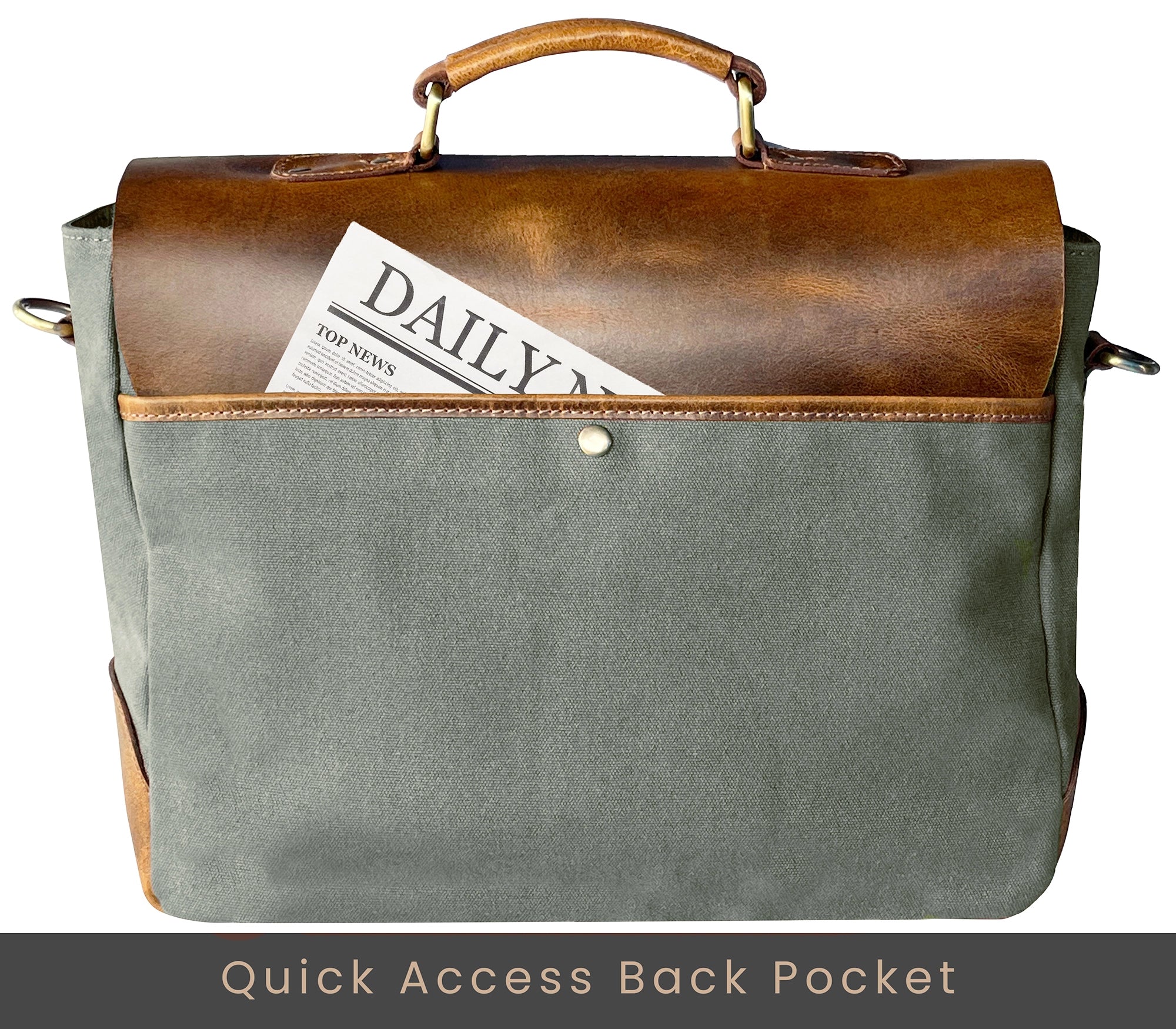 Rover Leather Canvas Messenger Bag Briefcase Laptop Bag (Dark Grey)