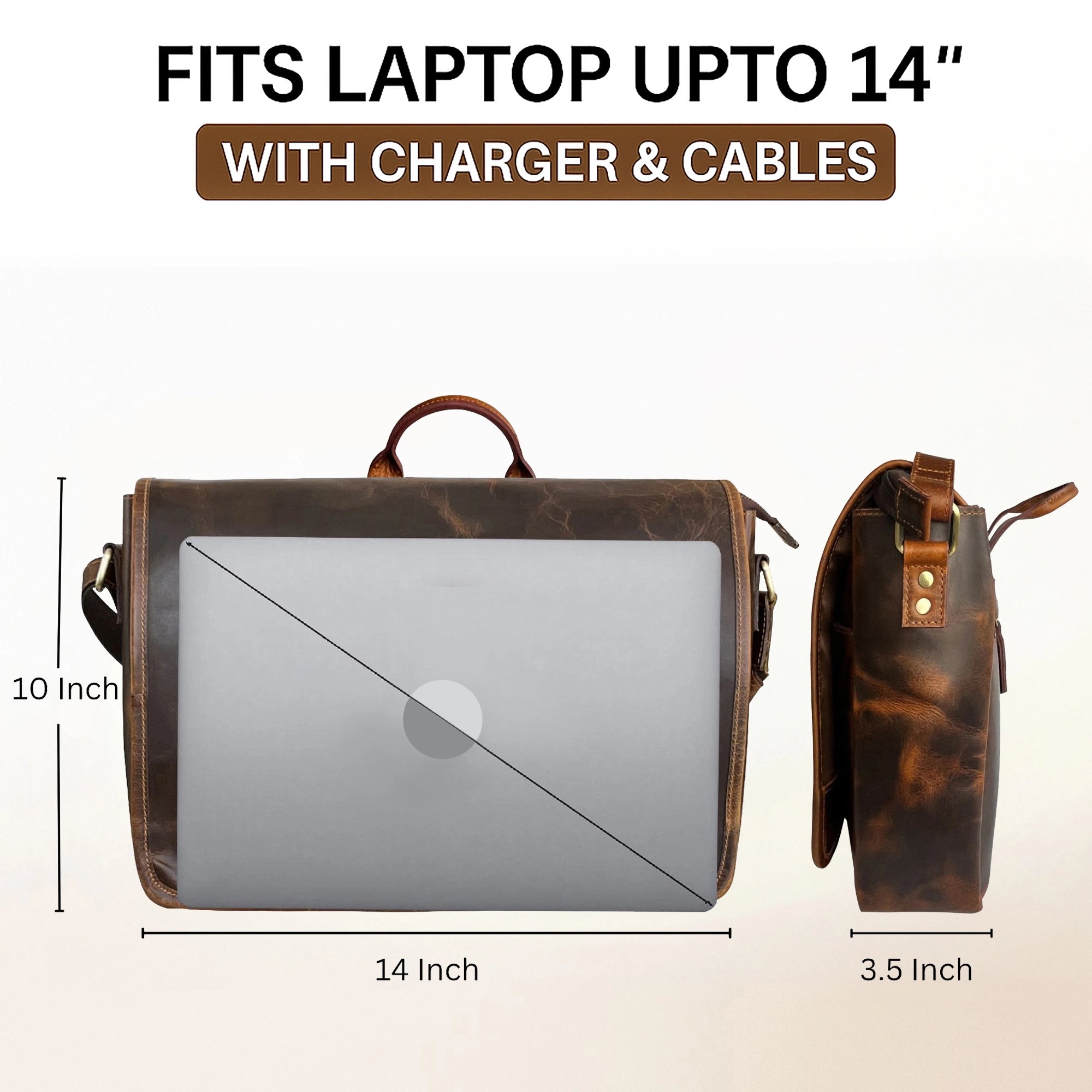 Leather Messenger Bag for Men – Laptop Satchel for Office & Travel