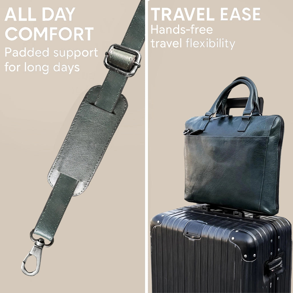 Leather Messenger Bag for Men Women Vintage Travel 14 inch Laptop Briefcase Shoulder Bag