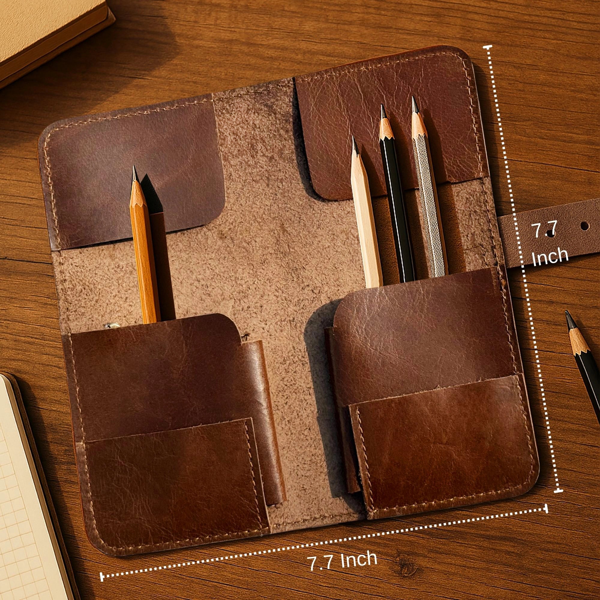 Leather Pen Pencil Case | Handcrafted Artist Tool Organizer