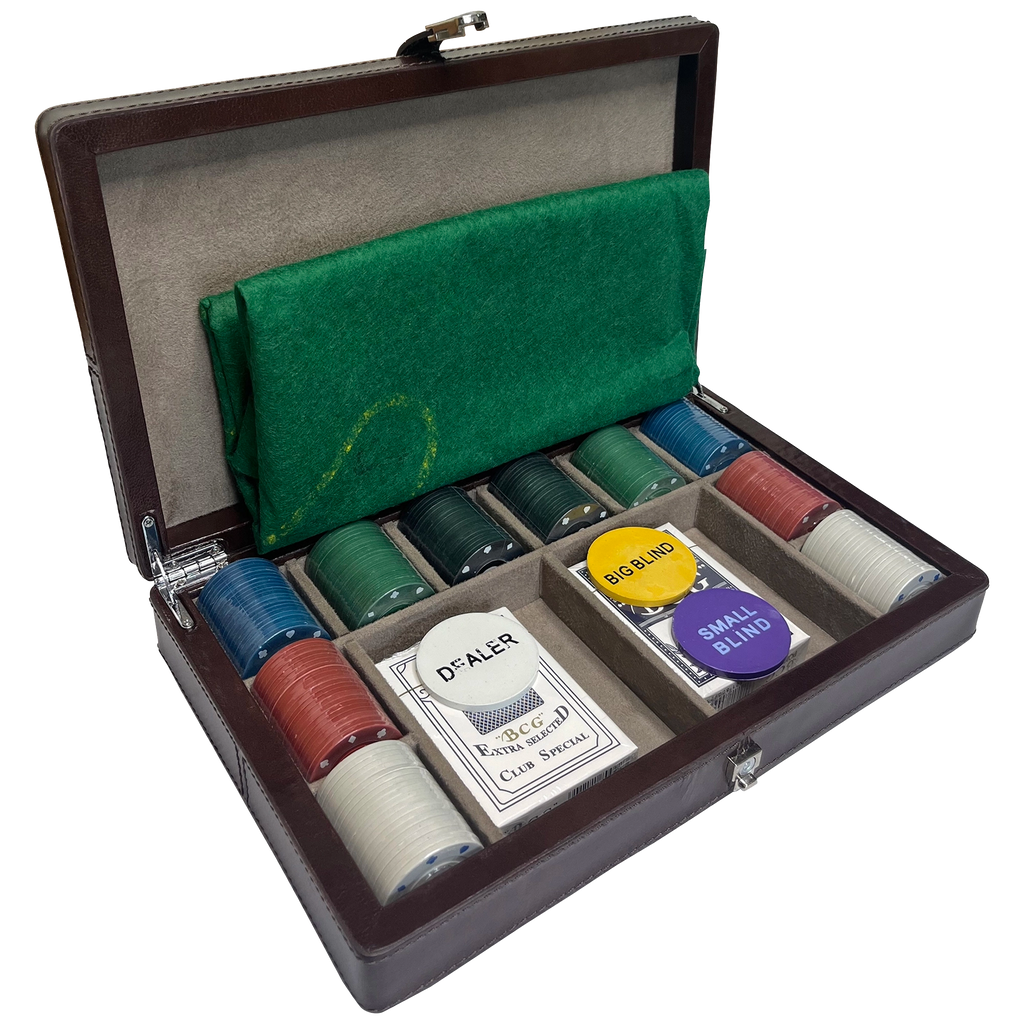 Leather Poker Chip Box | Full-Grain Leather & Complete Ultimate Game