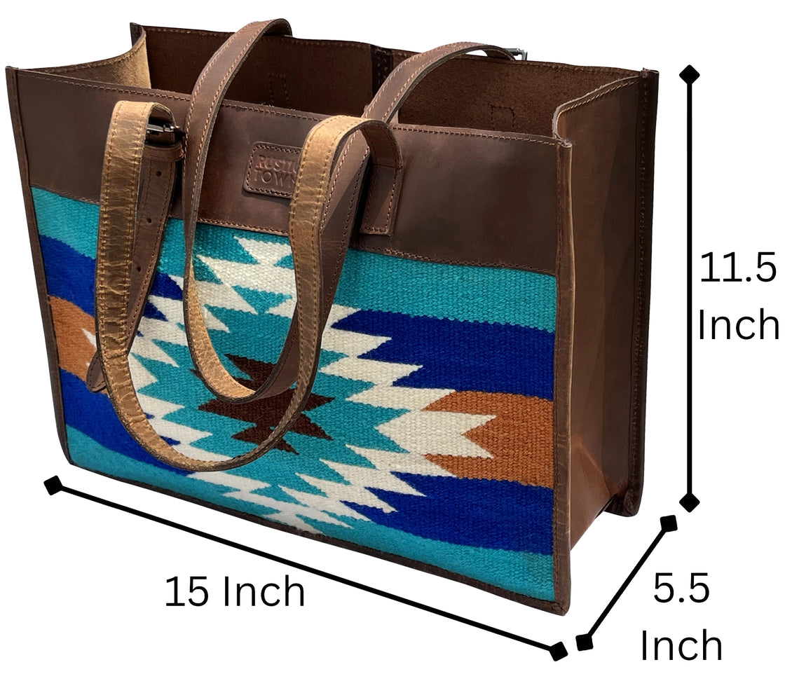 Leather Tote Bag Aztec Western Purse for Women