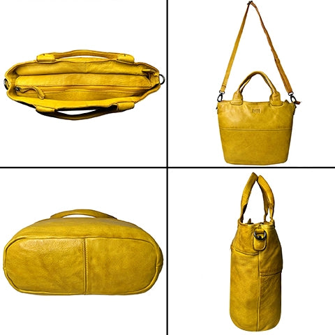 Leather Tote Bag for Women, Yellow