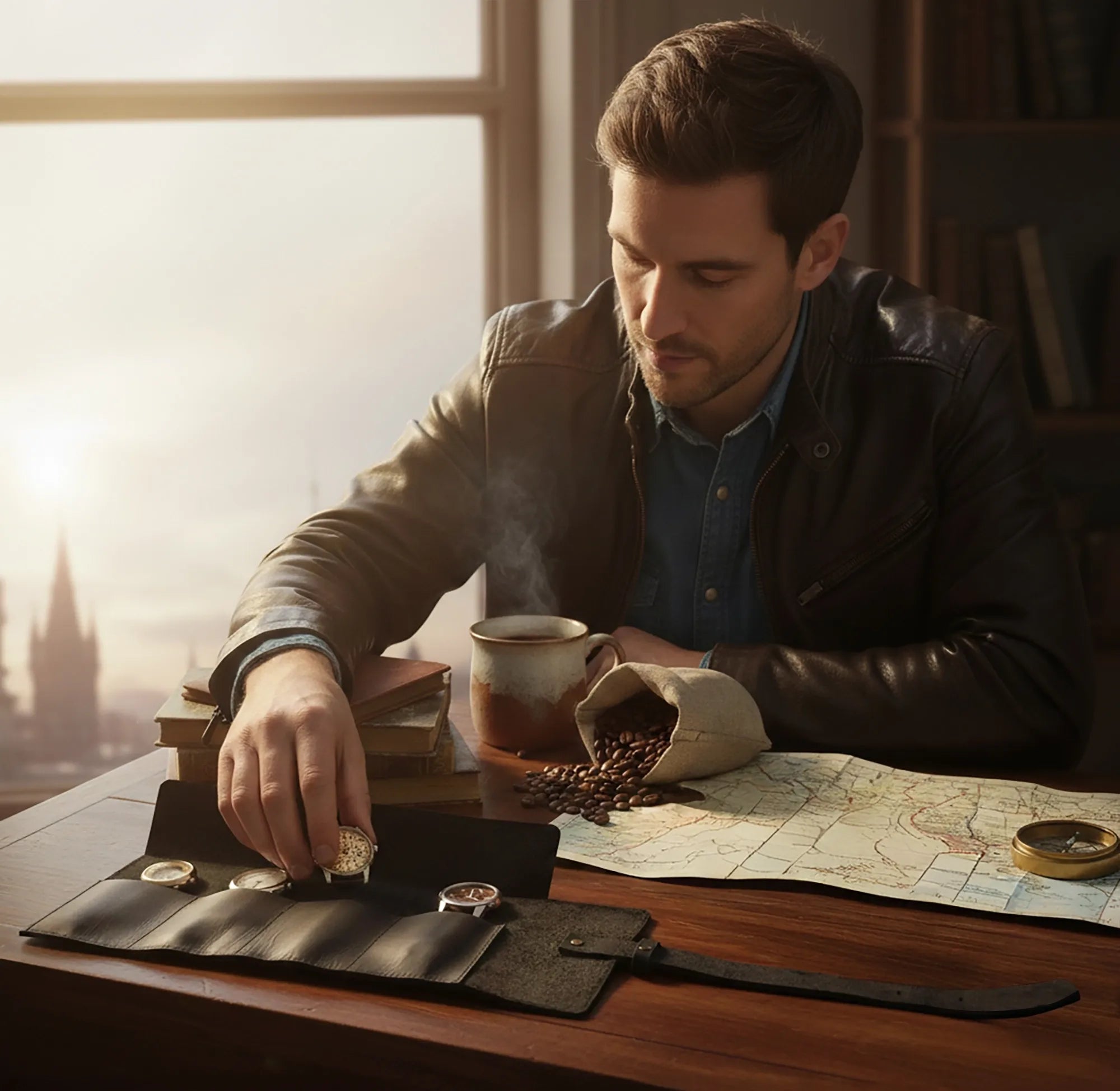 Leather Watch Roll | Full-Grain 4-Watch Travel Case