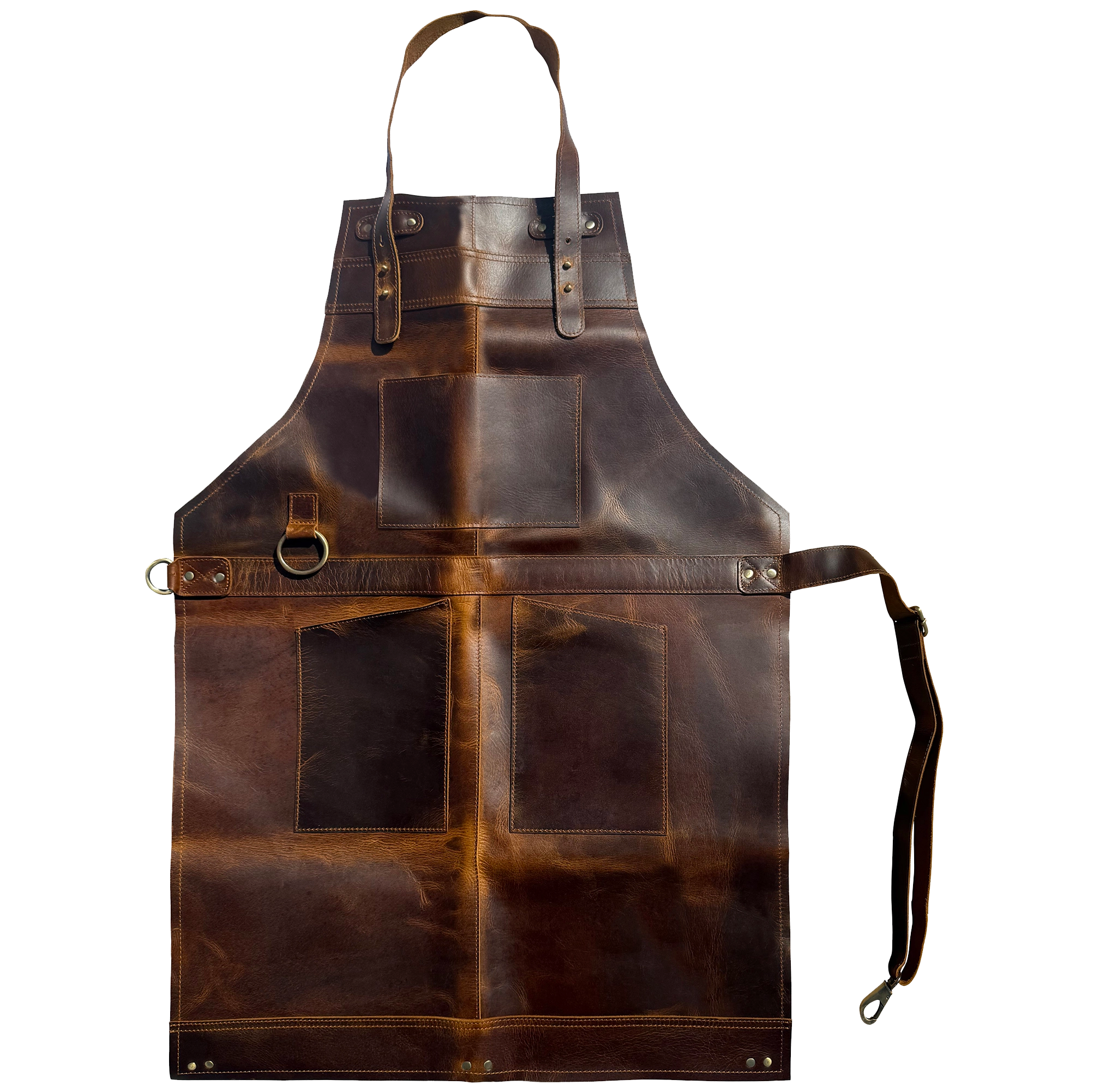 Full-Grain Buffalo Leather Apron - Professional BBQ & Workshop