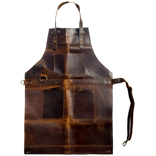 Full-Grain Buffalo Leather Apron - Professional BBQ & Workshop