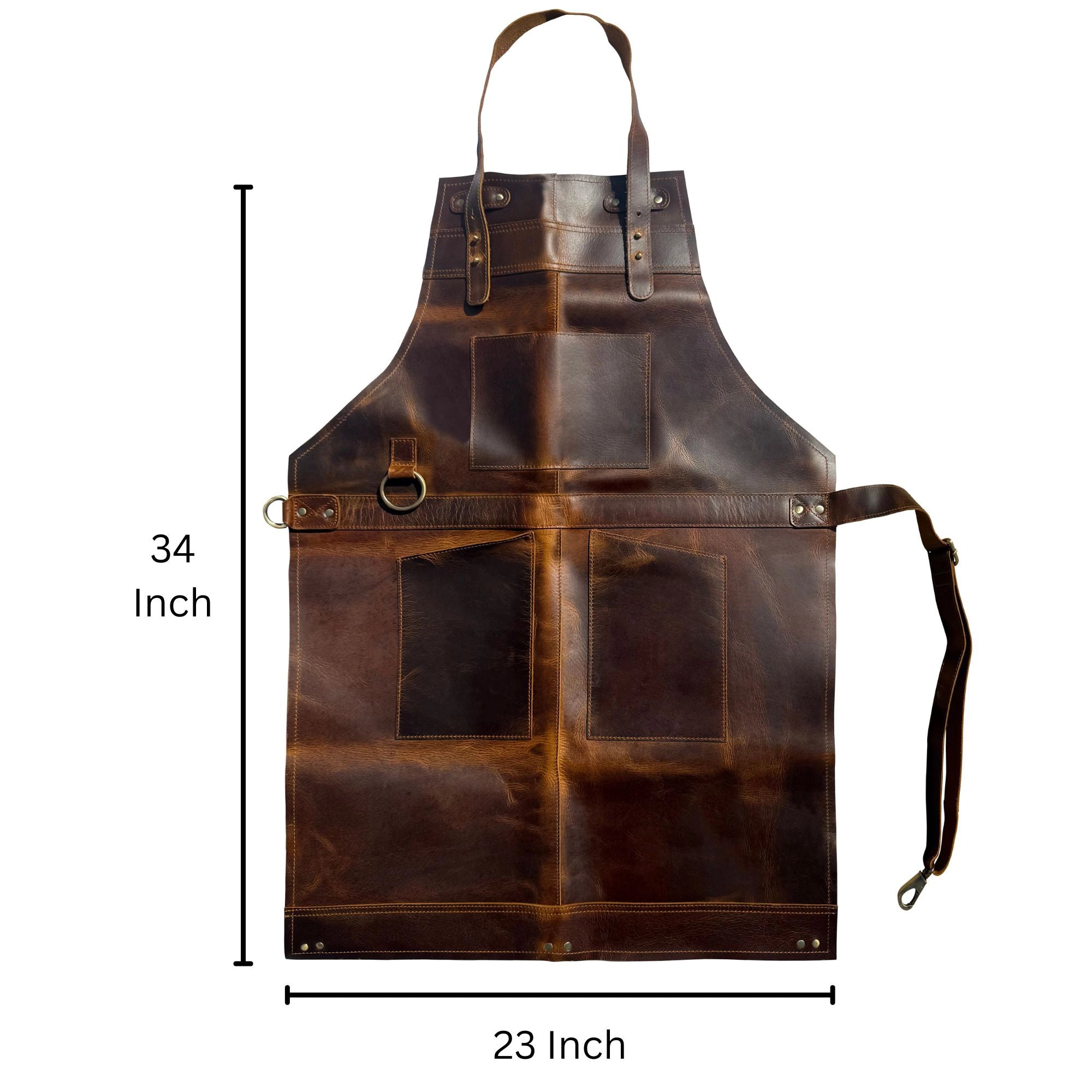 Full-Grain Buffalo Leather Apron - Professional BBQ & Workshop