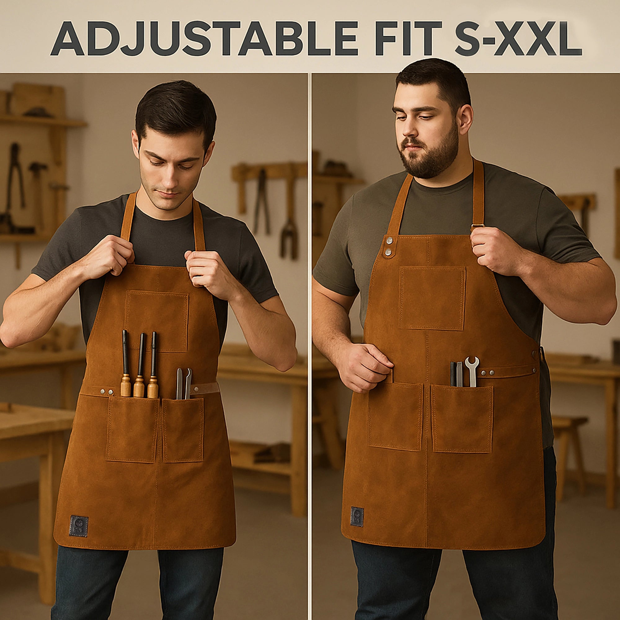Kuche Natural Leather Grill Apron
