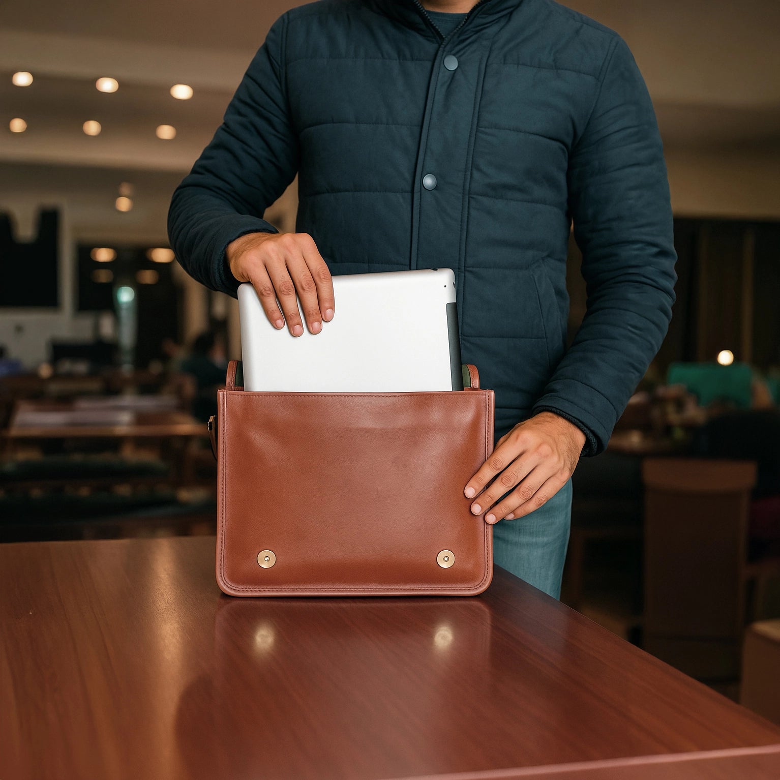 Artisian Leather iPad Tablet Messenger Bag (11 Inch)