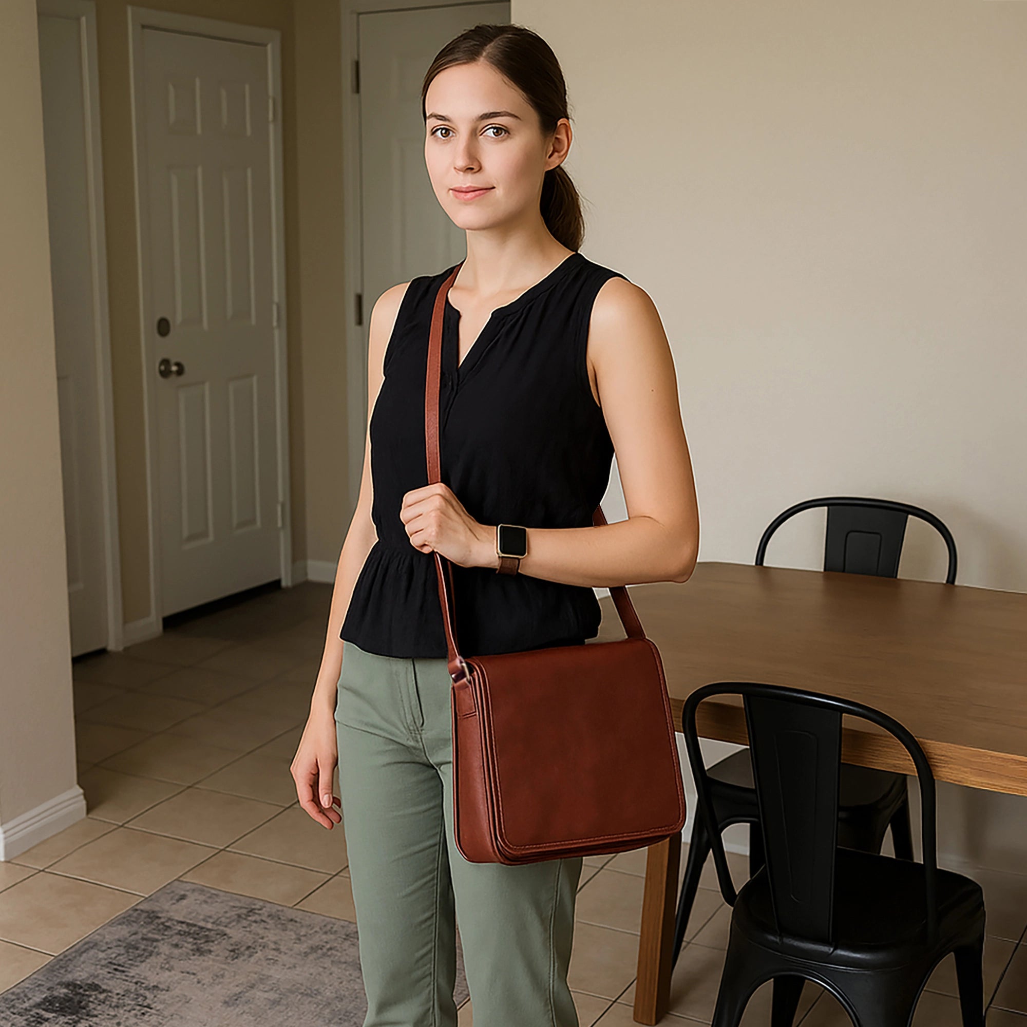 Artisian Leather iPad Tablet Messenger Bag (11 Inch)