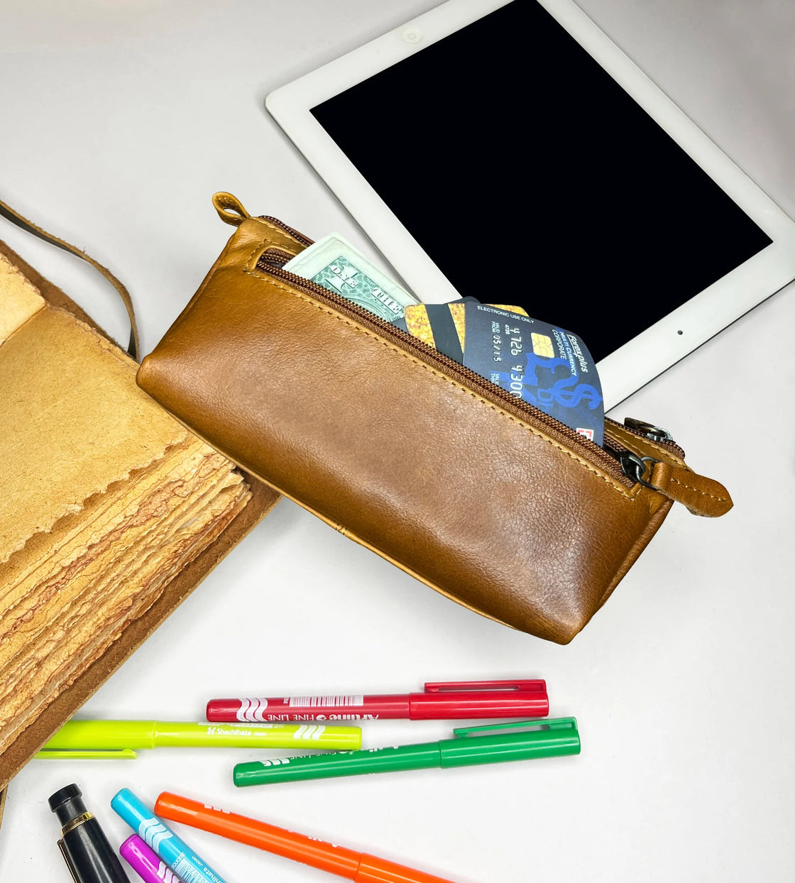 Soft leather discount pencil case