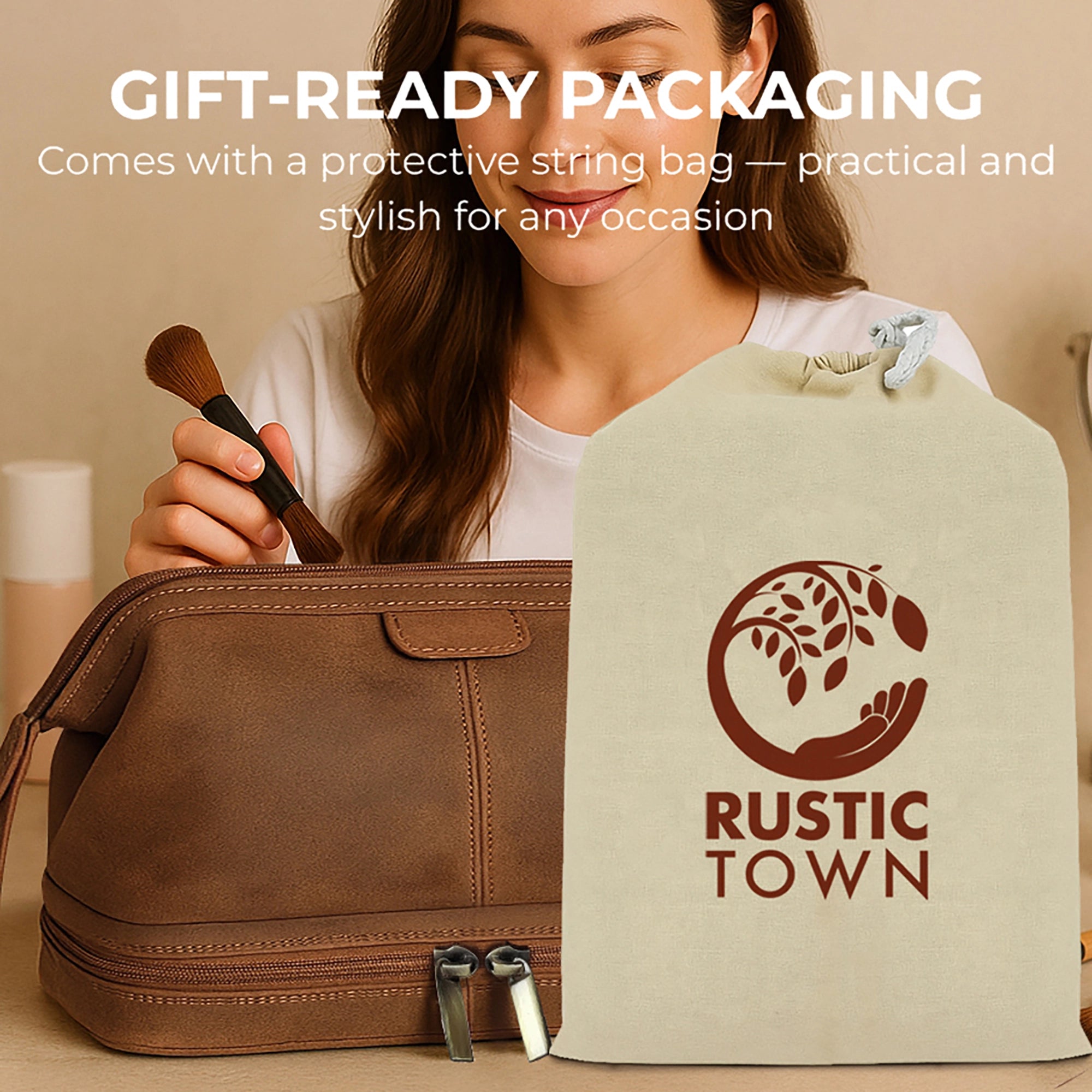 Megan Leather Travel Cosmetic Bag