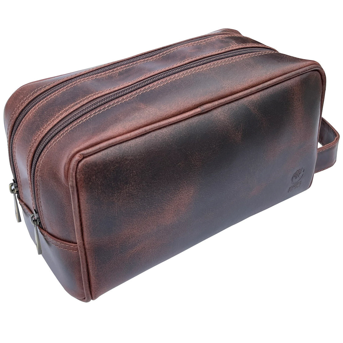 Johnny Leather Travel Dopp Kit for Men (Walnut Brown)