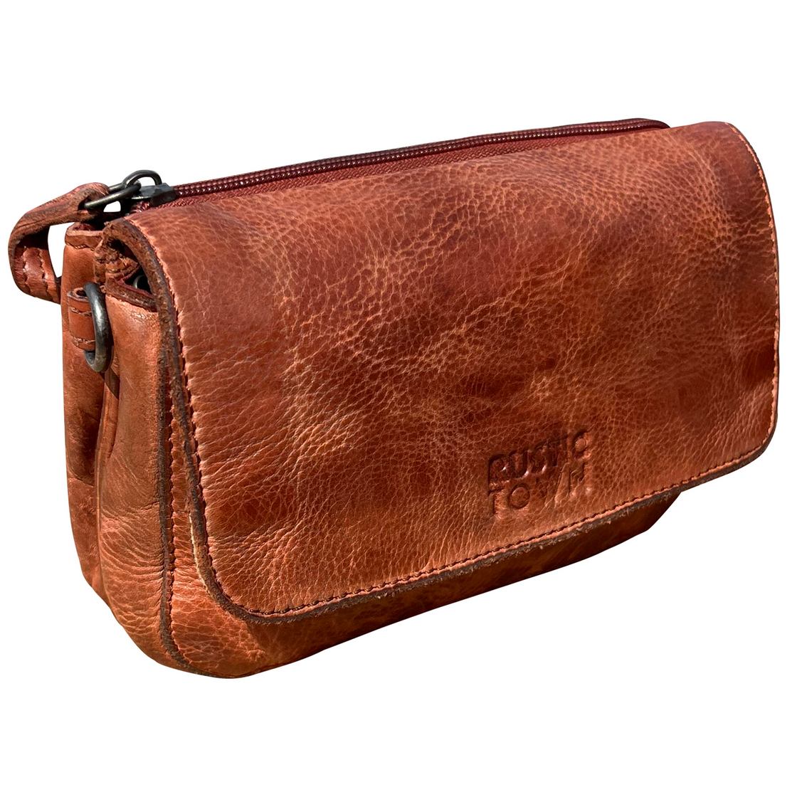 Leather Wallet Travel Purse Waist Bag for Women Brown Rustic Town
